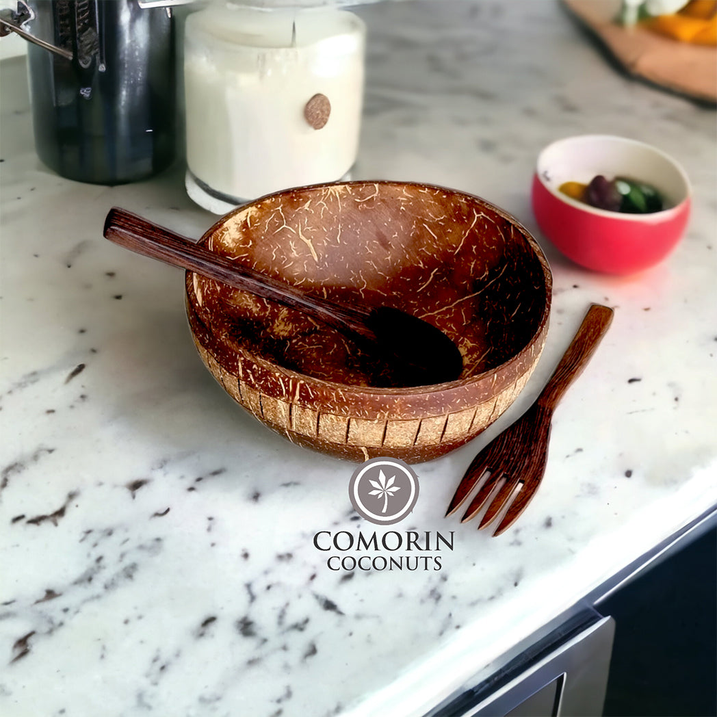 Comorin Coconuts Zigzag Coconut Bowl 500ml