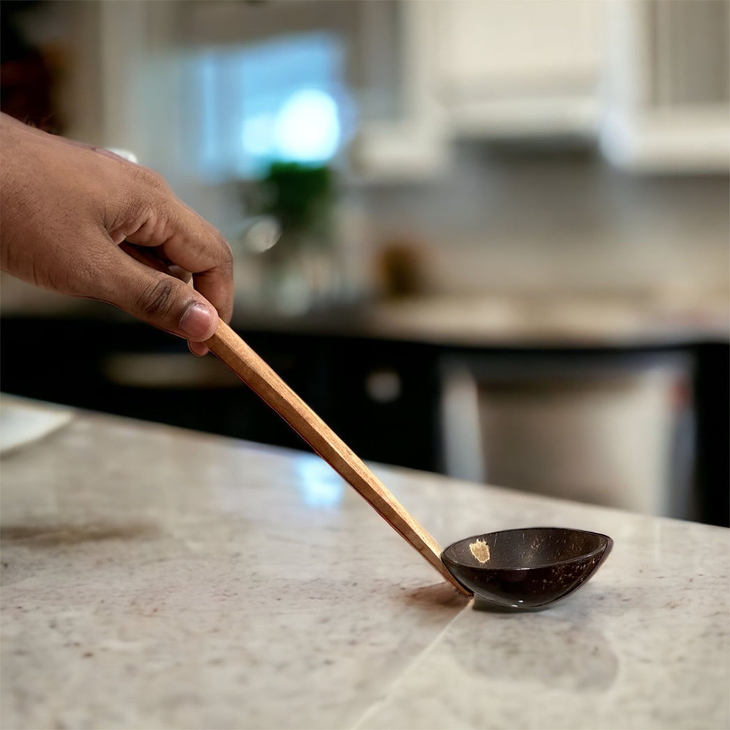 Comorin Coconuts Rasam Ladle - Deep Scoop (Mahogany Handle | Copper Joints)