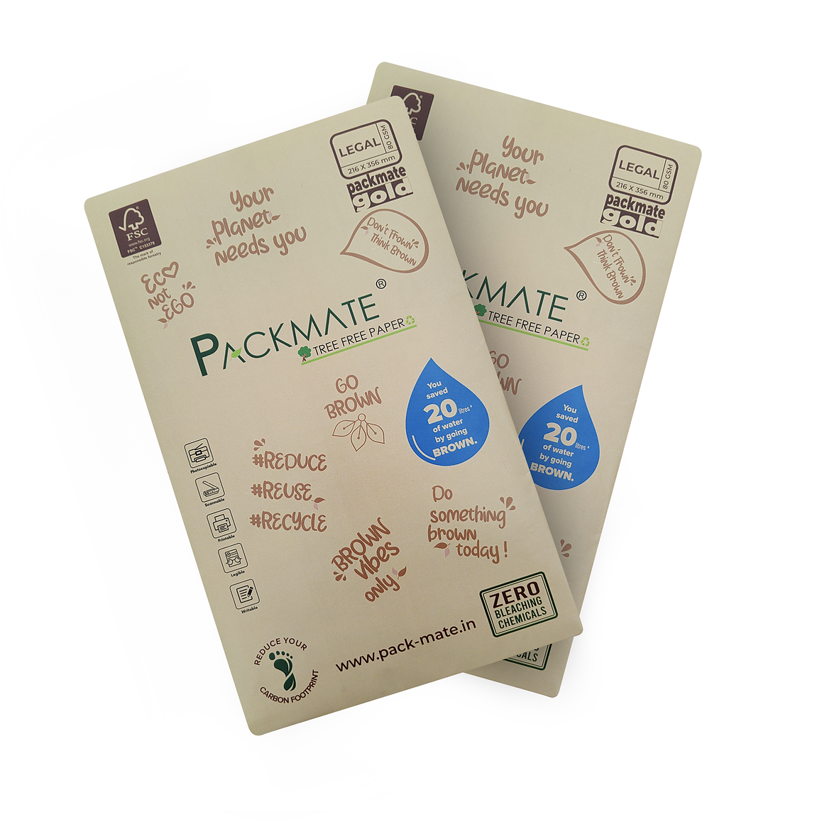 Packmate Gold Copier - Legal,1 Ream, 500 Sheet | Made From 100% Recycled Paper