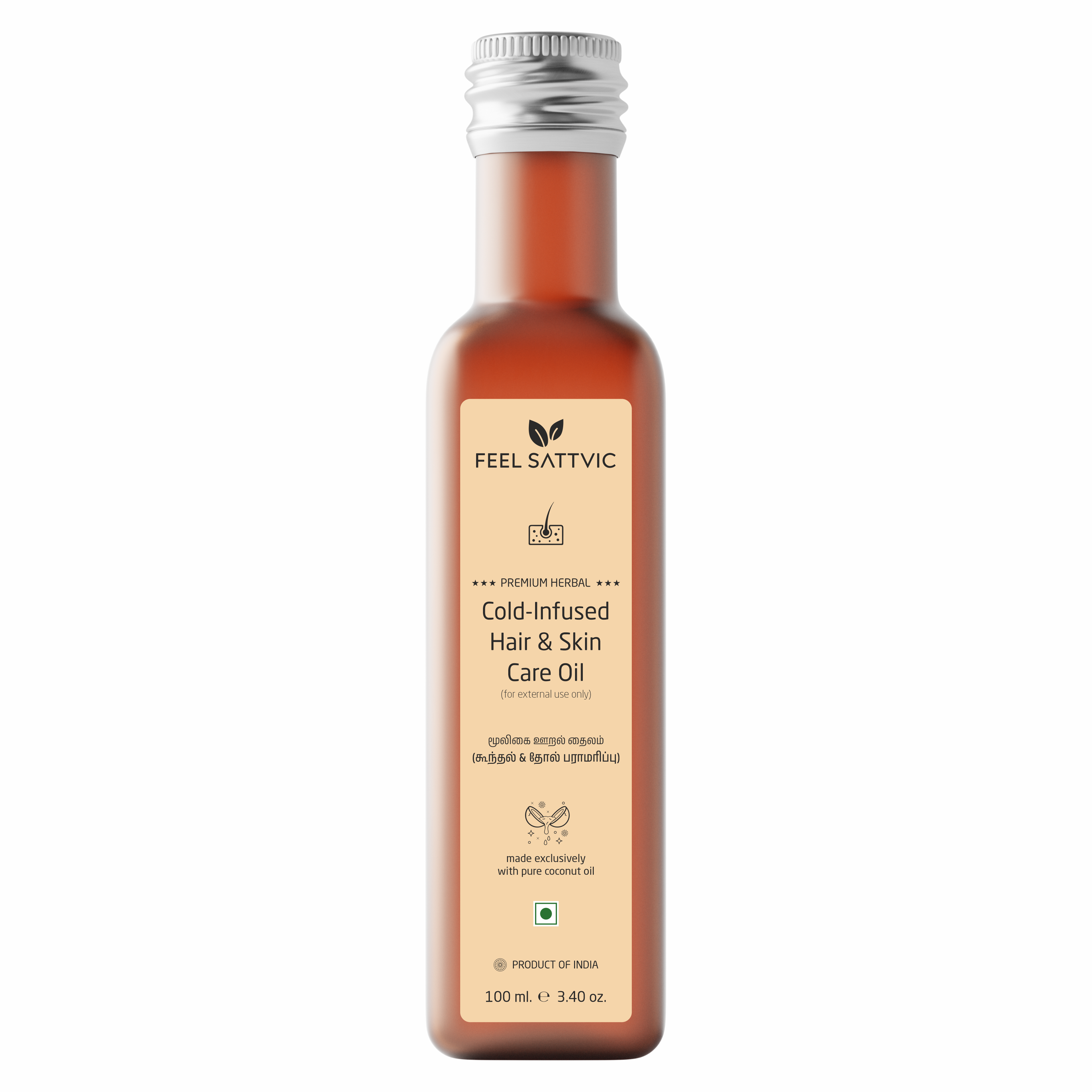 Feel Sattvic Premium Herbal Cold-Infused Hair & Skin Care Oil - 100ml