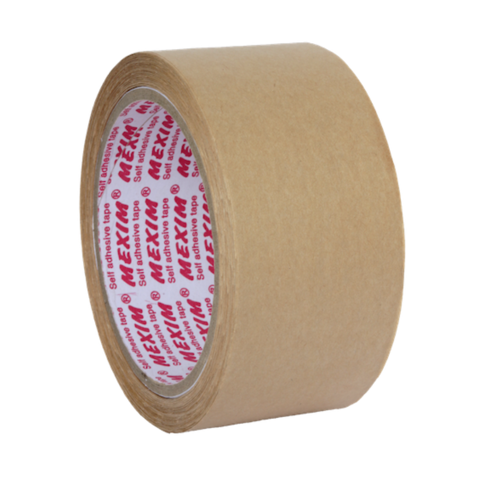 Ecosattva Water Activated Kraft Paper Tape | Brown Plain | 70 mm x 50 meters x 4 Rolls, Provides Tamer Proof Application