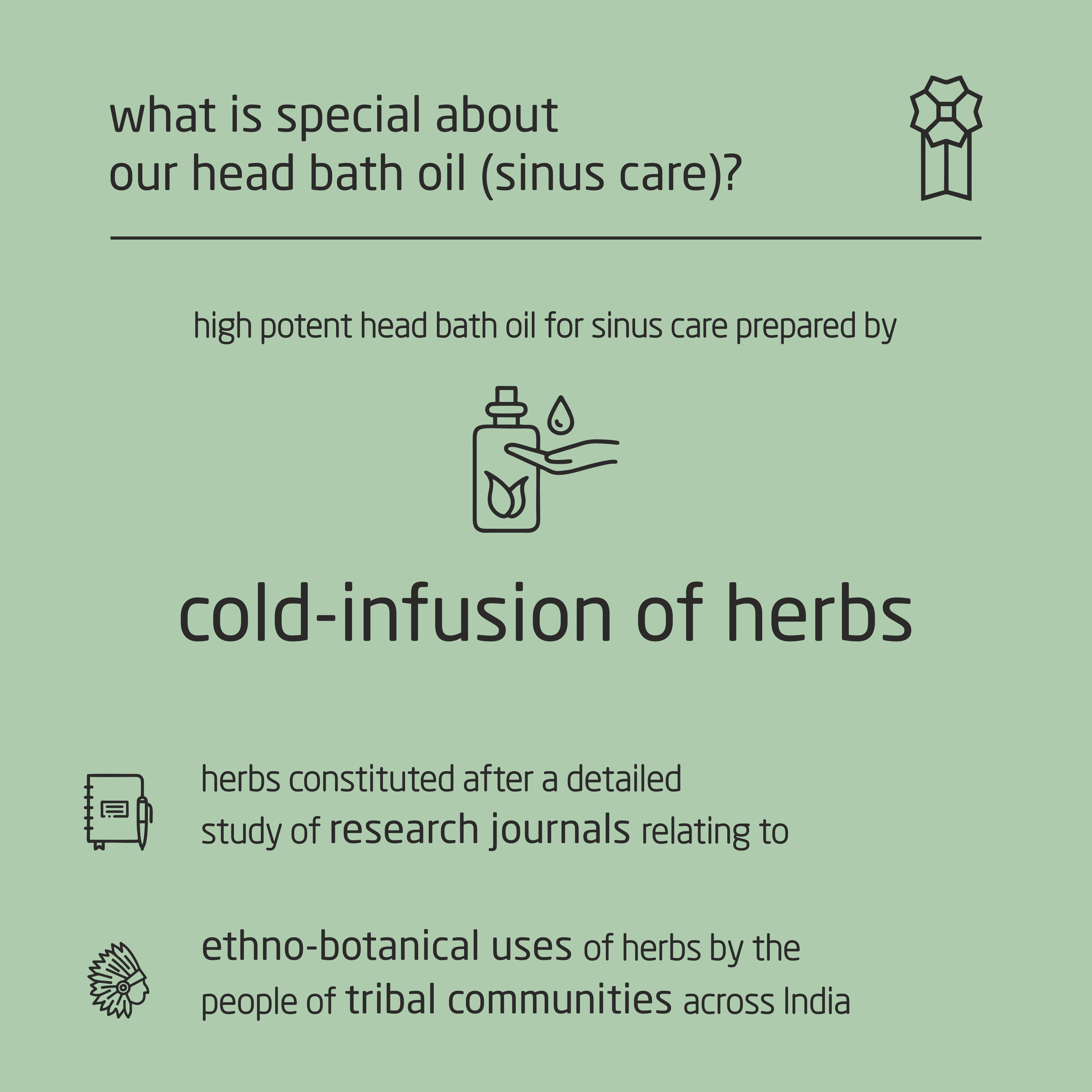 Feel Sattvic  Premium Herbal Cold-Infused  Head Bath Oil (Sinus Care) - 100ml