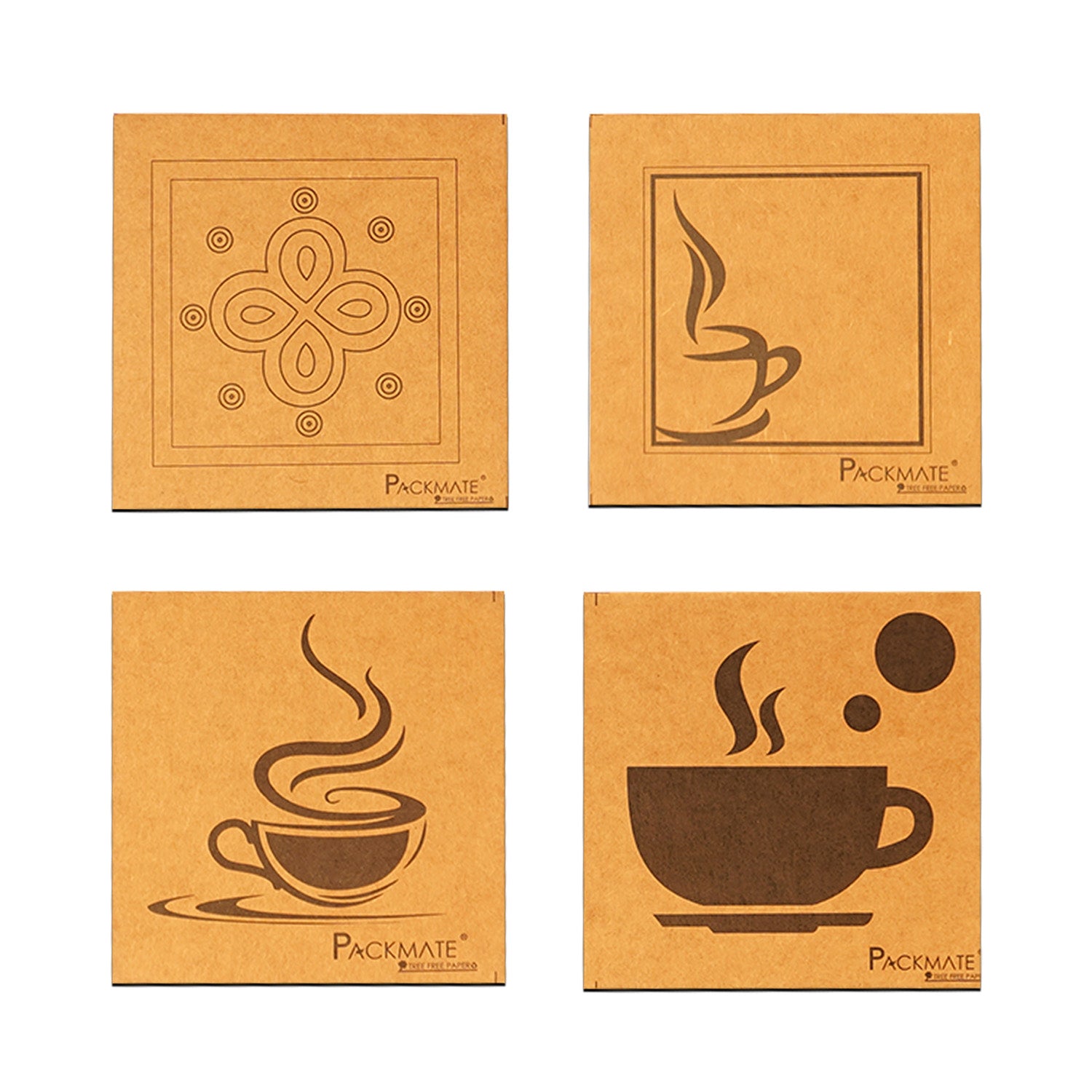 Packmate Coasters -Set of 4 (Pack of 2) Made From 100% Recycled Paper