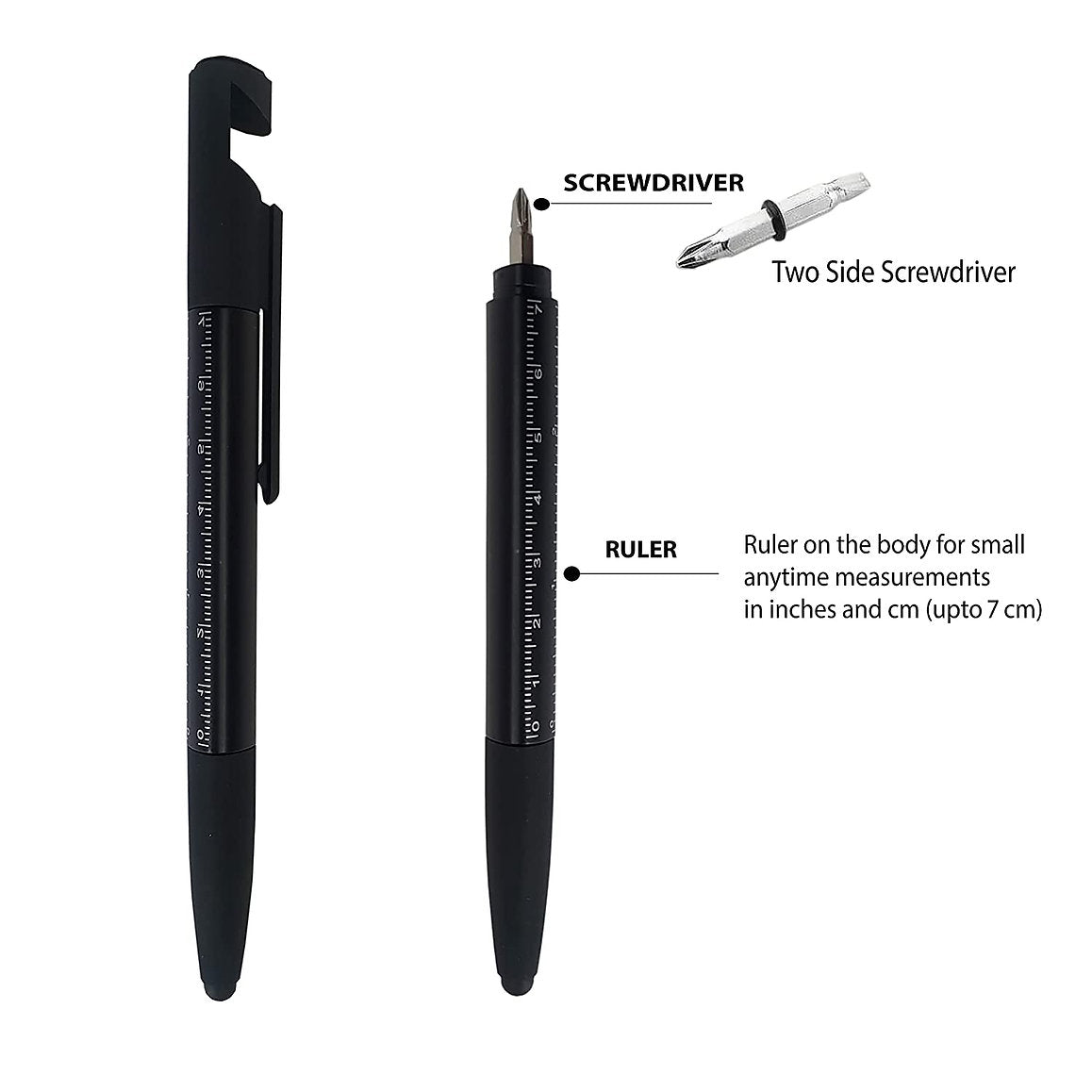 PackMate Multipurpose Pen 6 In-1 Pen With Mobile Stand,Mobile Screen Cleaner,Scale,Screwdriver&Stylus.,Tablet