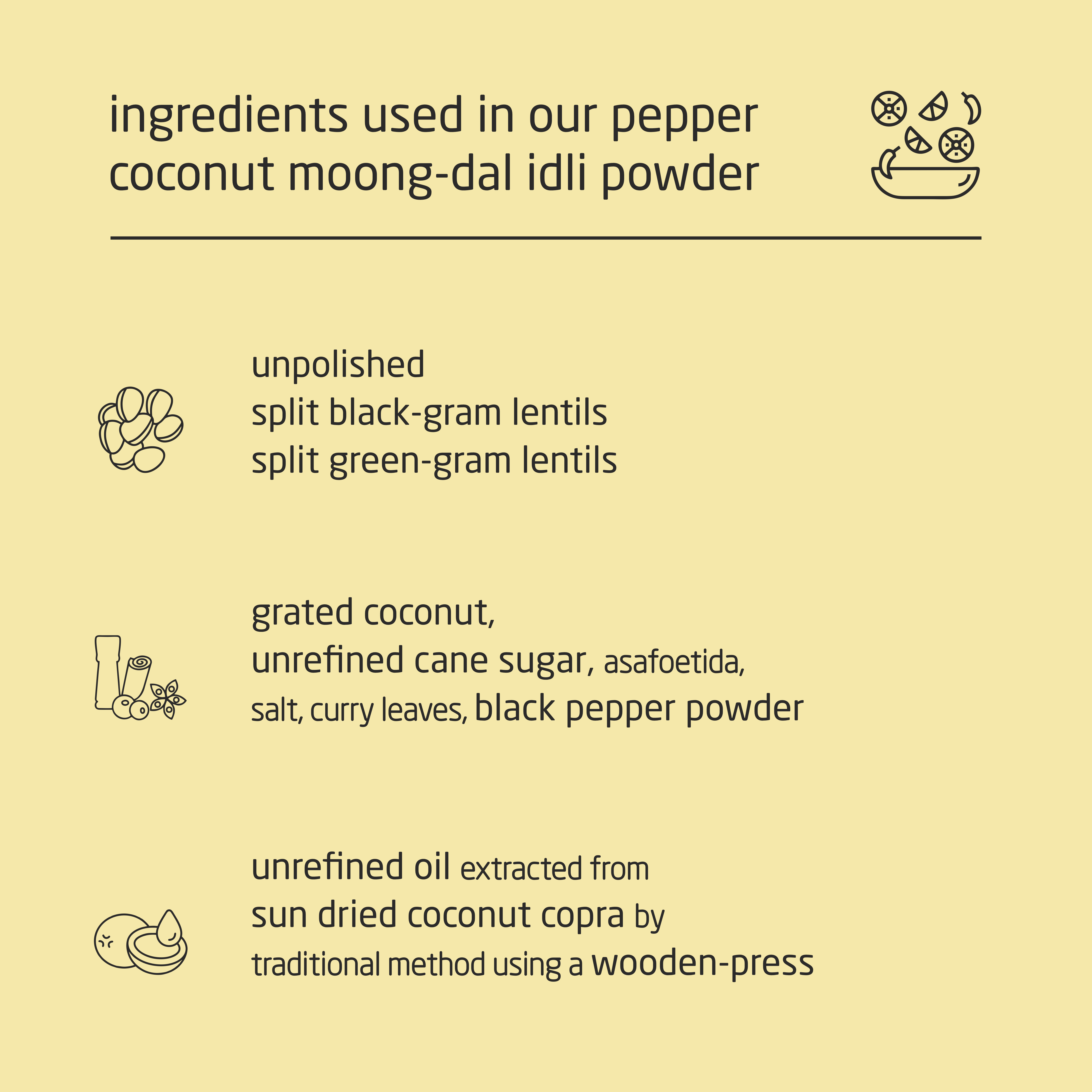 Feel Sattvic Premium  Pepper Coconut Moong-Dal Idli Powder - 150g