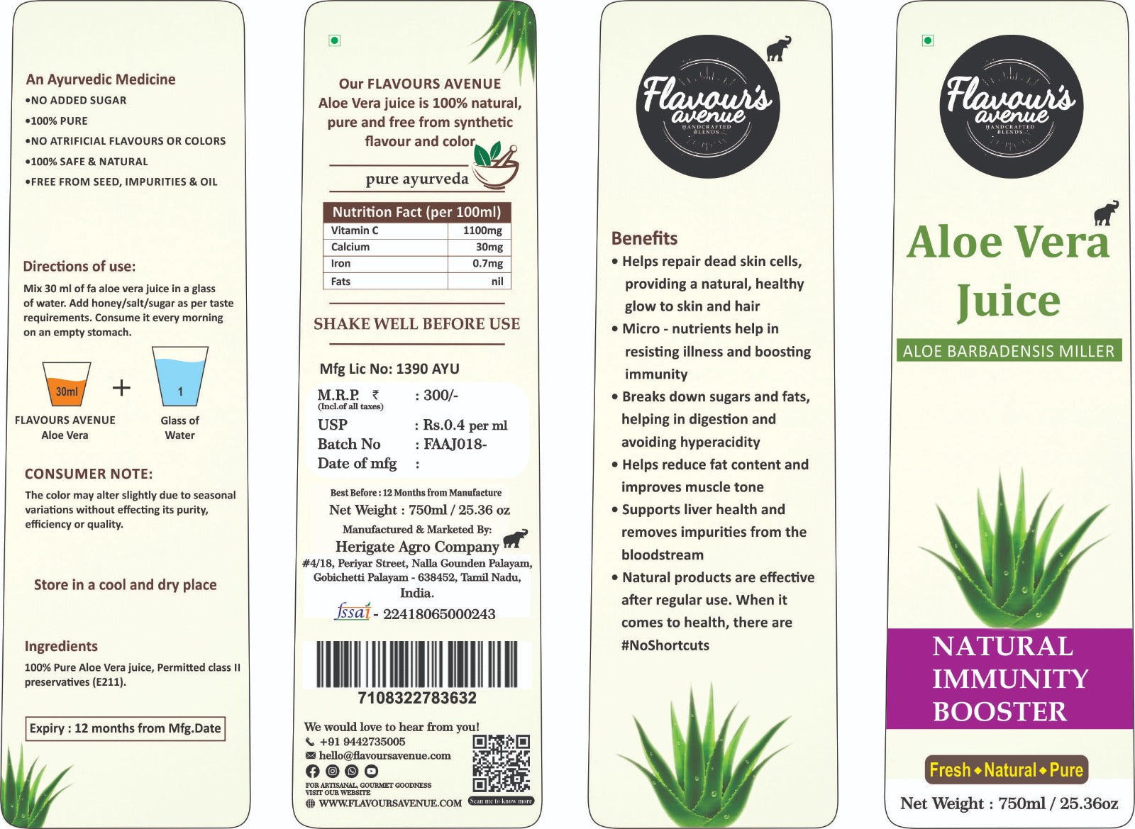 Flavours Avenue Aloe Vera Juice 750ml