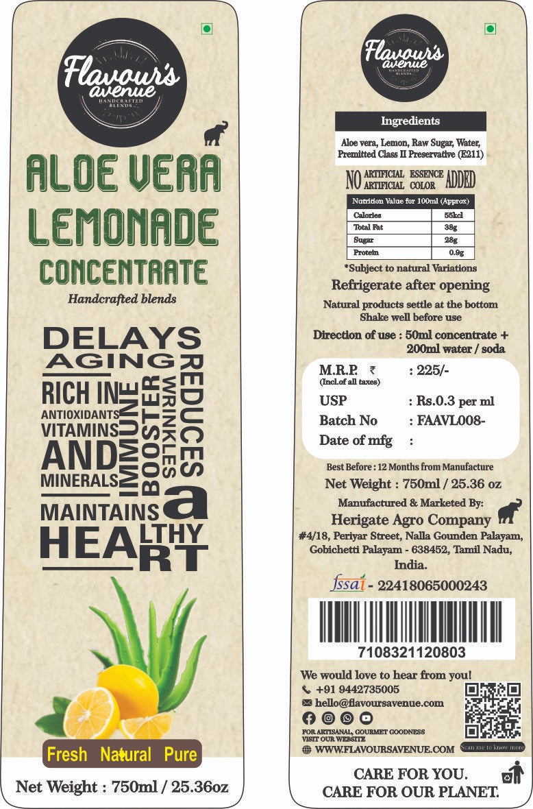 Flavours Avenue Aloe Vera Lemonade 750ml