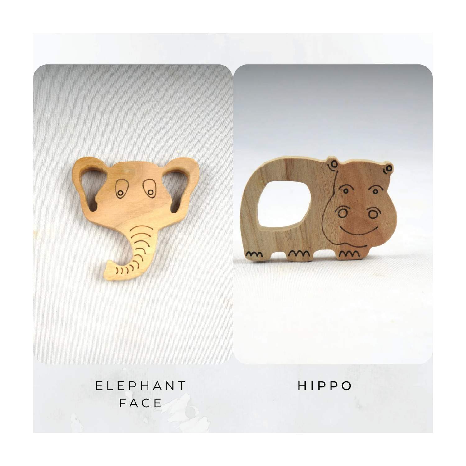 Woodbee Toys Teether (Elephant and Hippo)