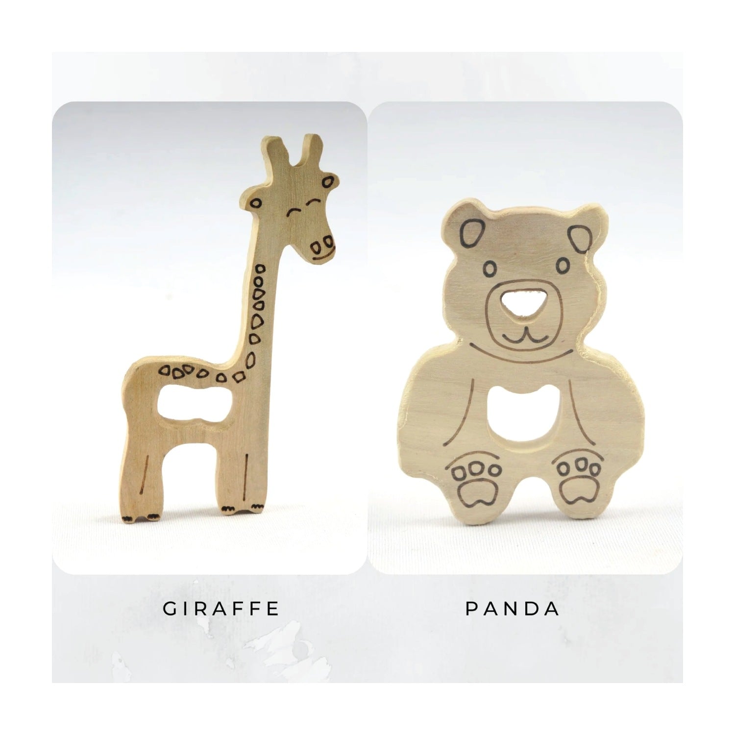 Woodbee Toys Teether (Giraffe and Panda)