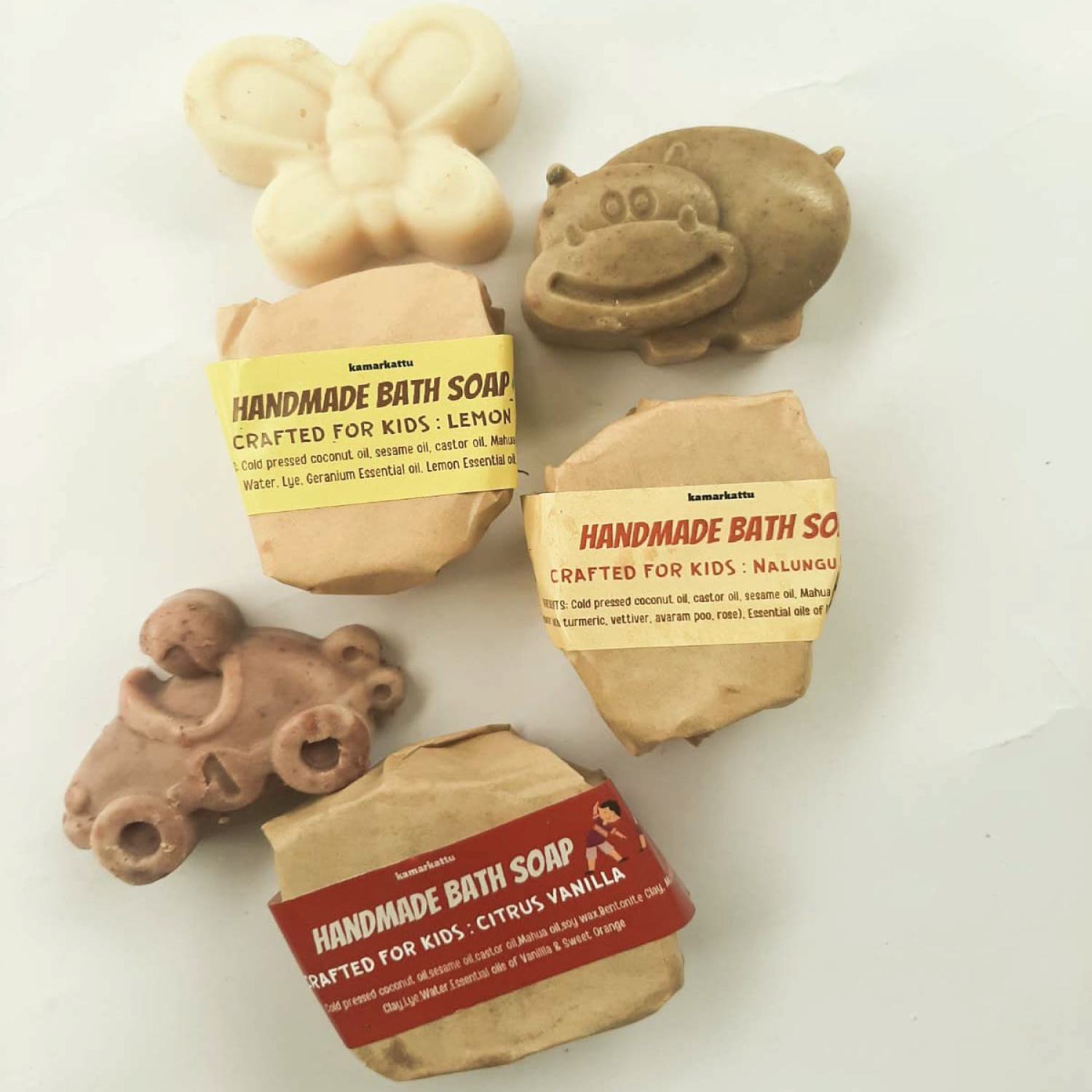Kamarkattu Ecostore Handmade Bath Soap: Nalungu Maavu - For little ones - Pack of 4