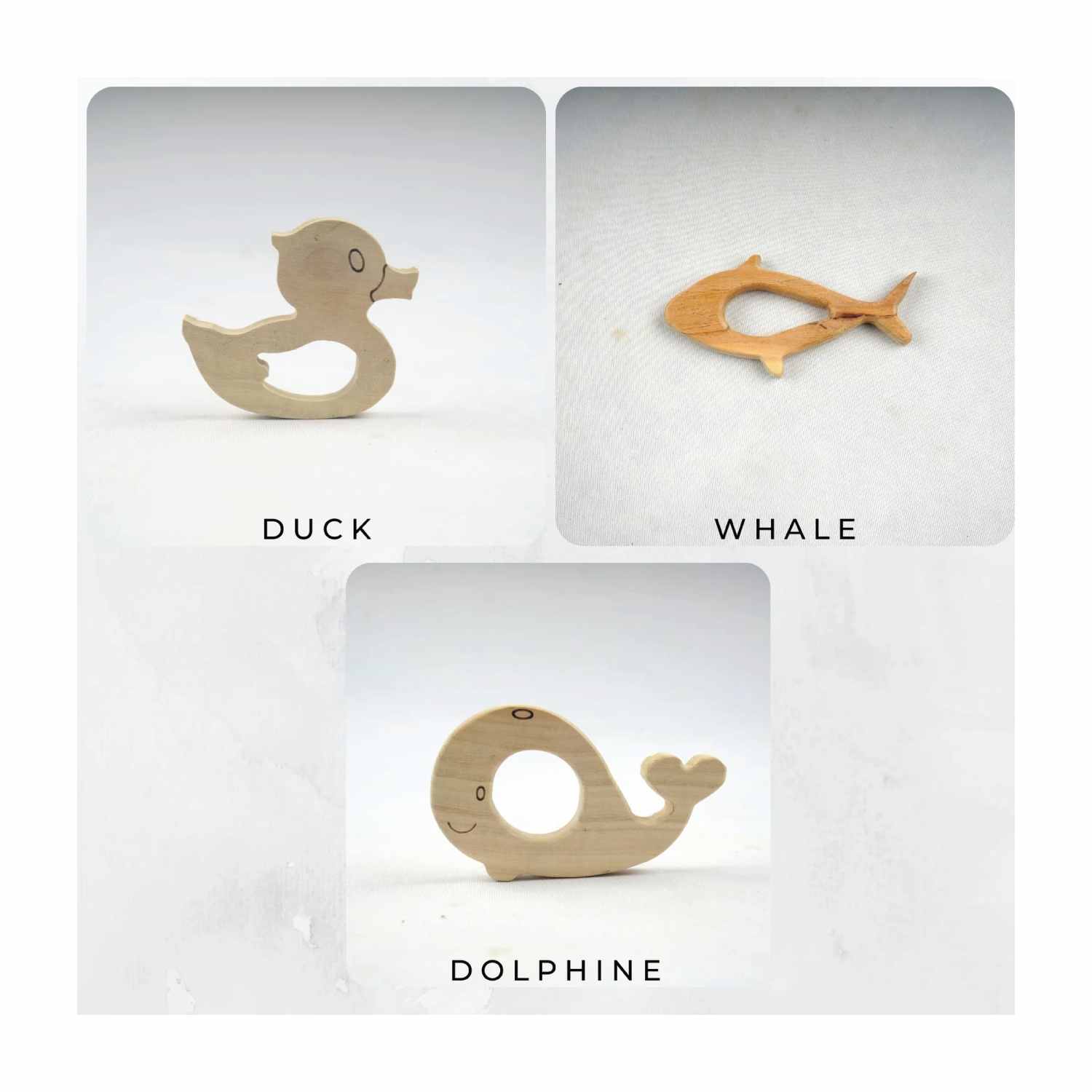 Woodbee Toys Teether (Duck, Dolphin and whale)
