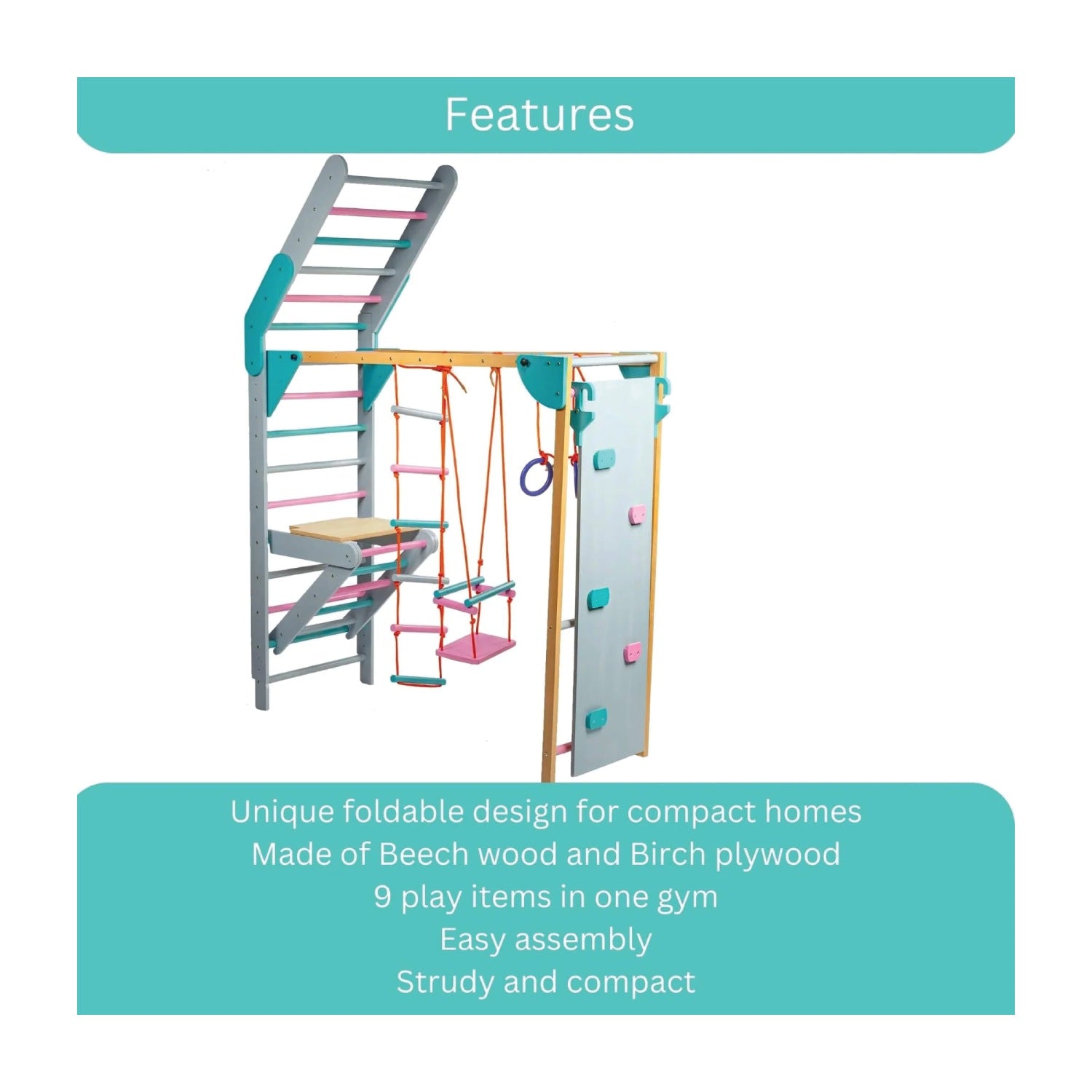 Woodbee Toys Wall-Mounted Foldable Jungle Gym