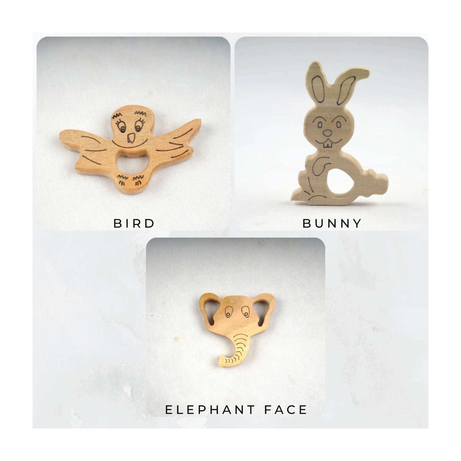 Woodbee Toys Teether (Bird, Elephant and Bunny)
