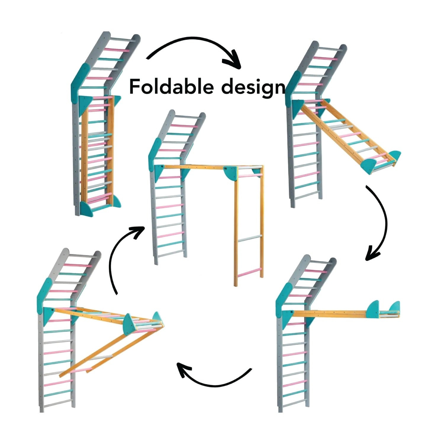 Woodbee Toys Wall-Mounted Foldable Jungle Gym