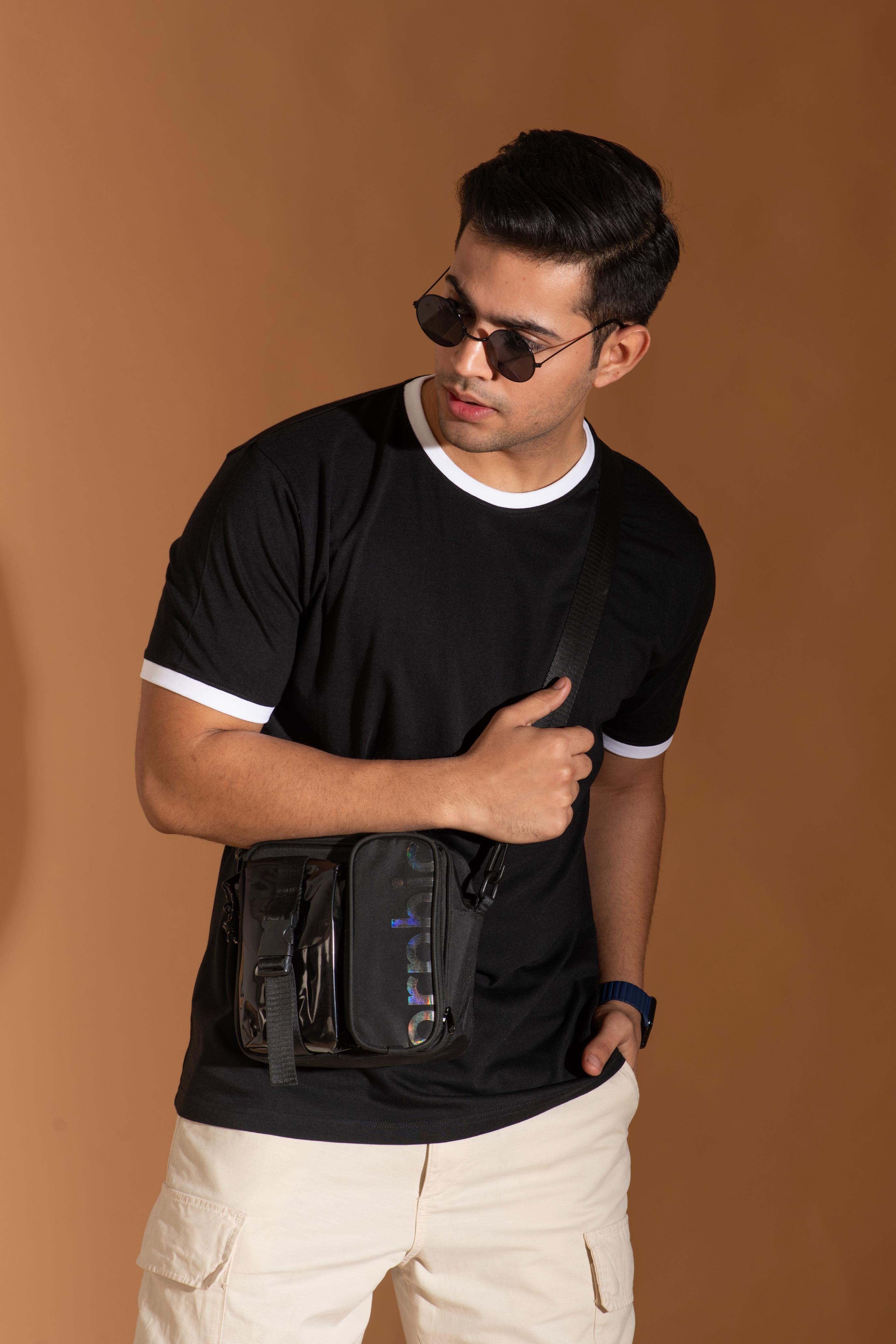 Bambians Men Contrast Tee-Black