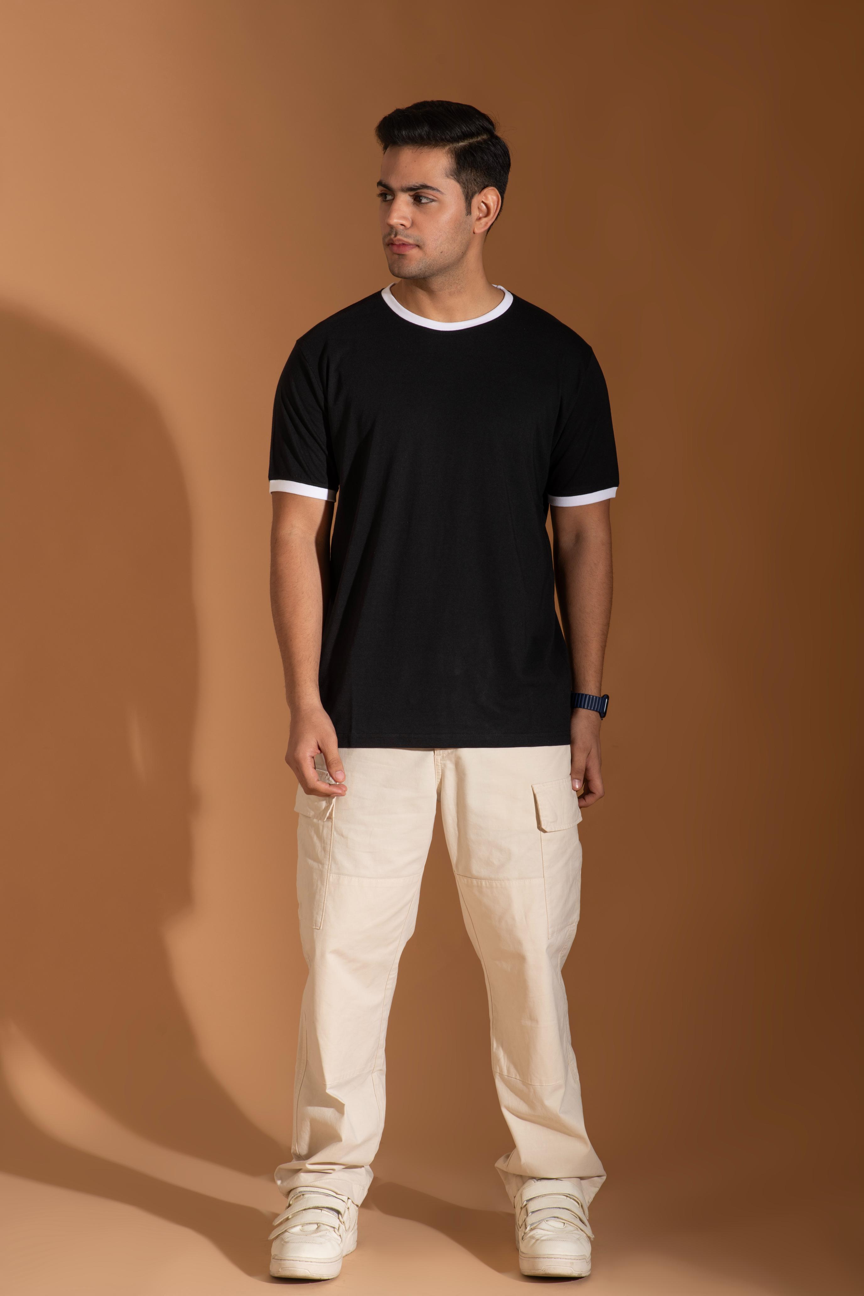 Bambians Men Contrast Tee-Black