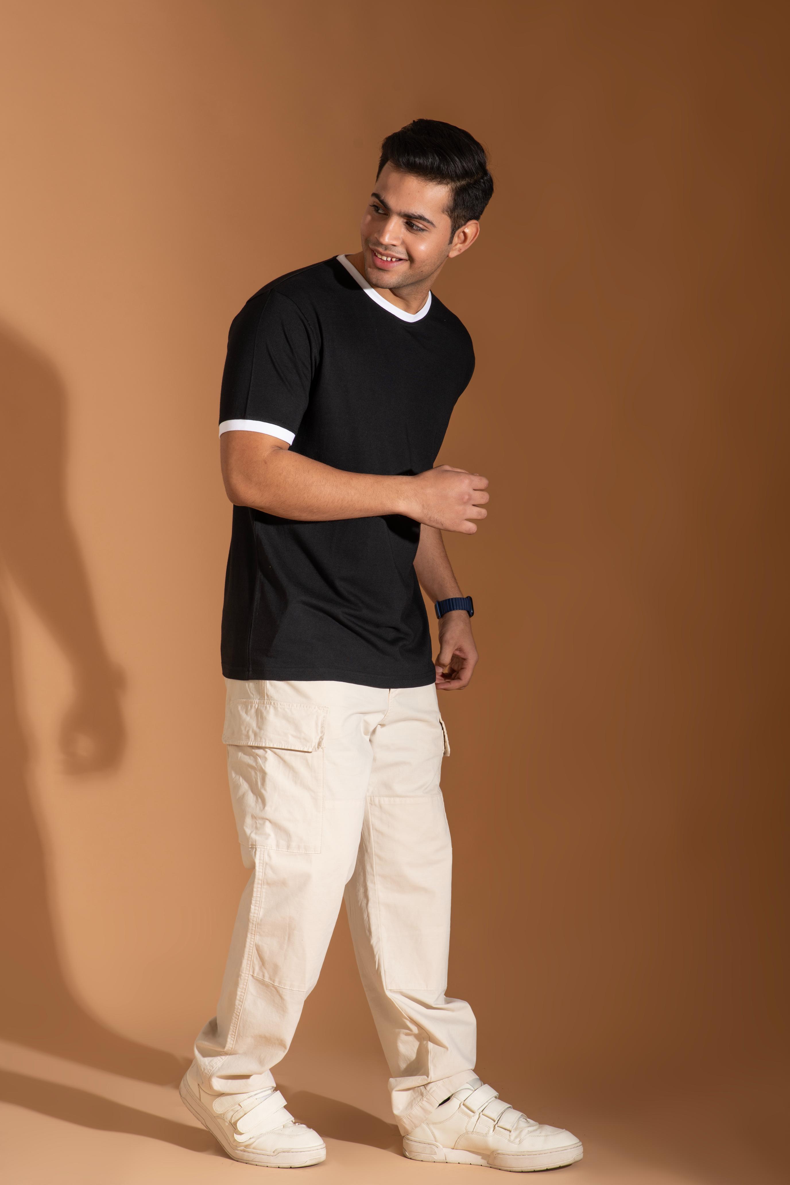 Bambians Men Contrast Tee-Black