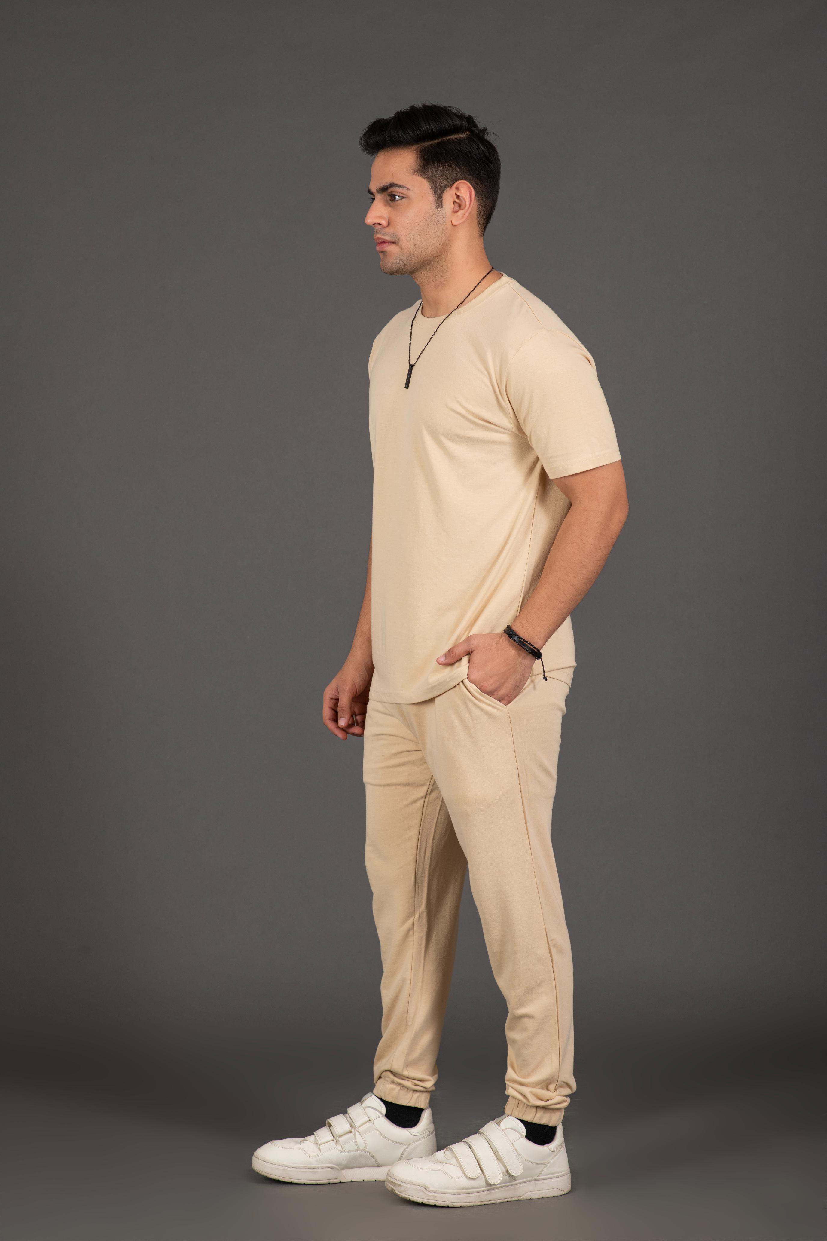 Bambians Men Tracks Co-ords-Beige