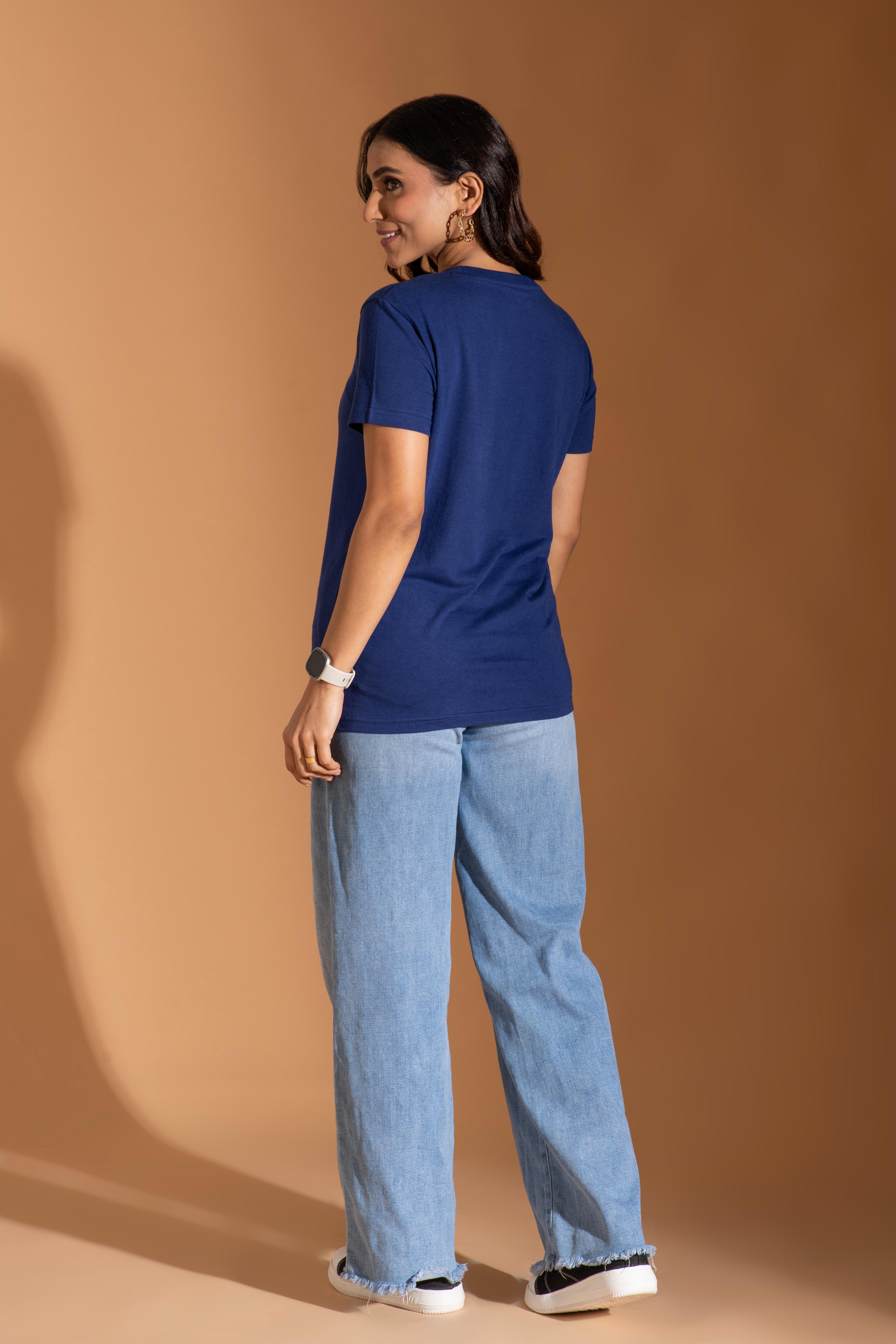 Bambians Women Round Tee-NavyBlue