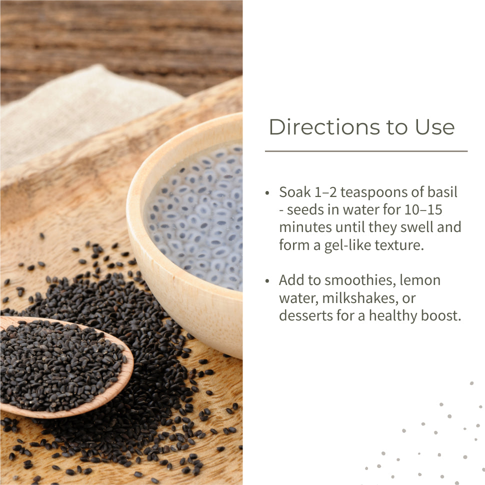 Ecotyl Basil Seeds | Sabja Seeds | Rich in Omega-3 & Fibre | Detox & Hydrate | 250g