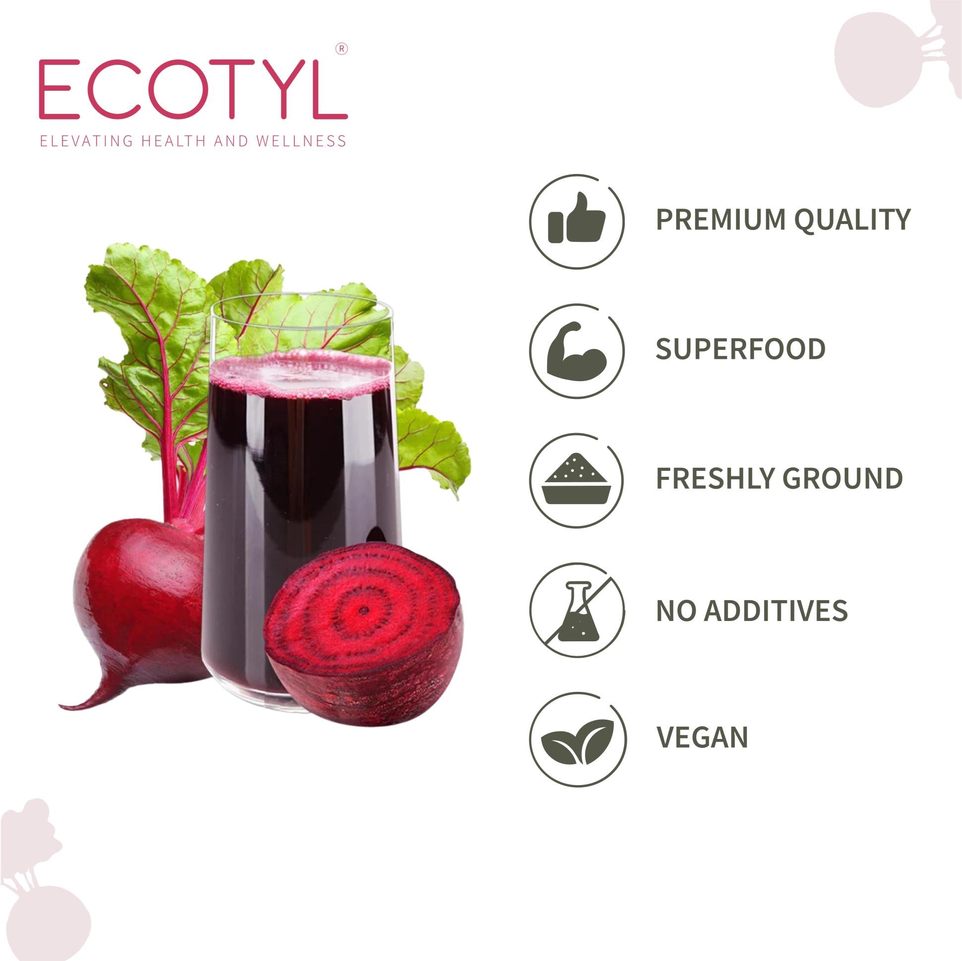 Ecotyl Beetroot Powder | Boosts Metabolism | Good For Skin | 100g