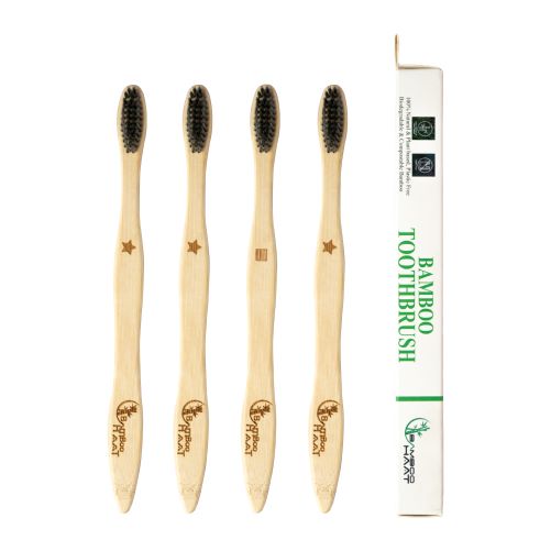 Bamboo Haat Bamboo Toothbrush with Charcoal infused bristles - Pack of 4