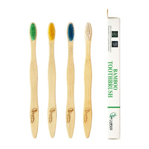 Bamboo Haat Bamboo Toothbrush with Coloured bristles - Pack of 4