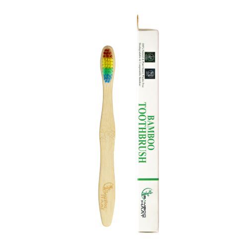 Bamboo Haat Bamboo Toothbrush with Rainbow bristles - (for KIDS) - Pack of 4