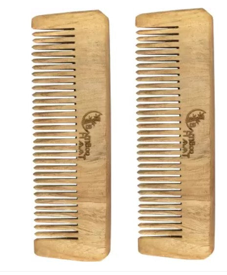 Bamboo Haat Neem Wood Pocket Comb - Lily - Pack of 2