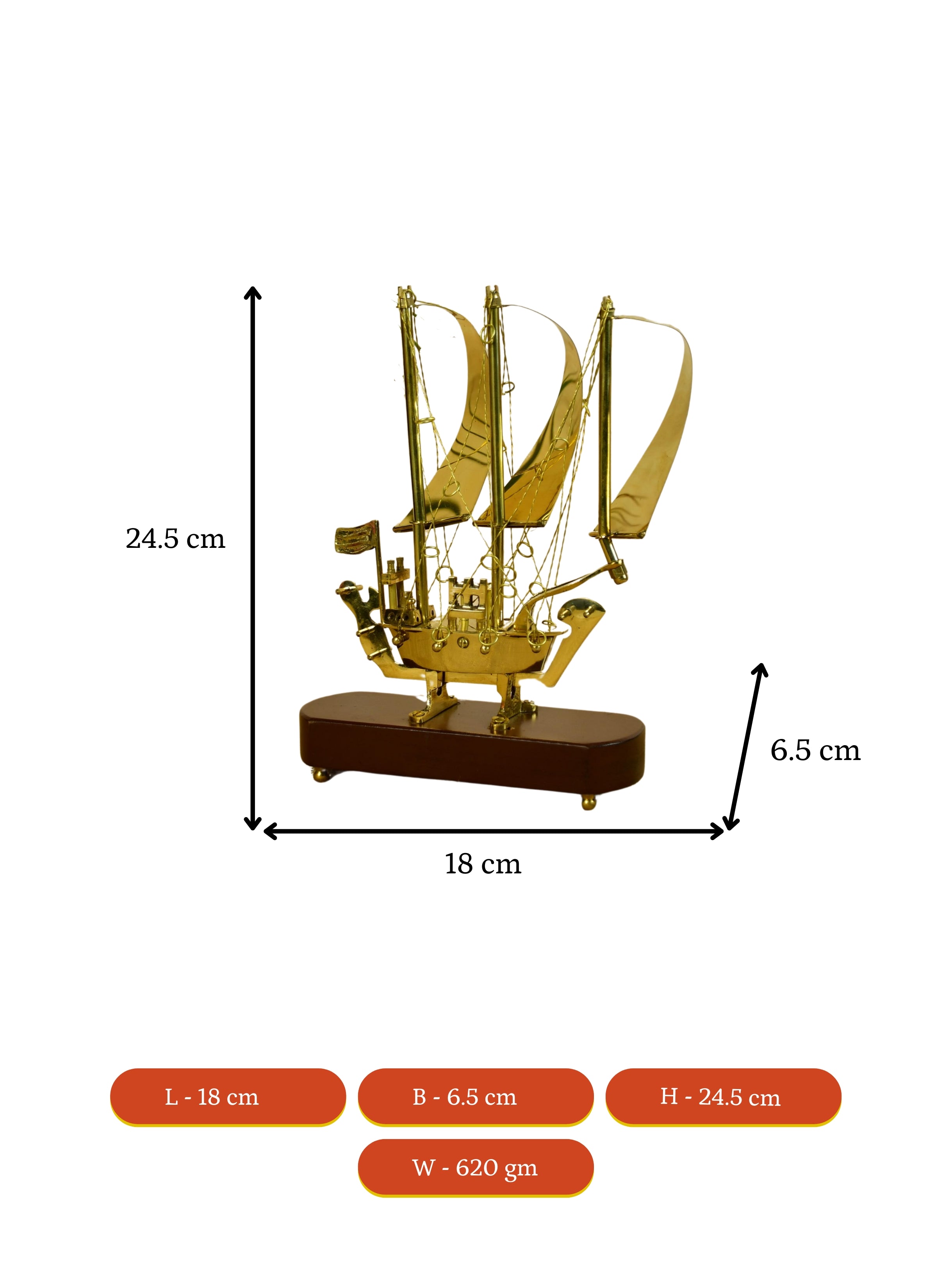 Sowpeace Brass Ship Decor