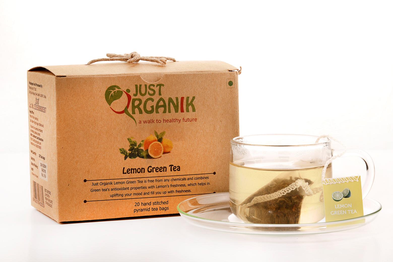 Just Organik Organic Lemon Green Tea 20 TEA BAGS