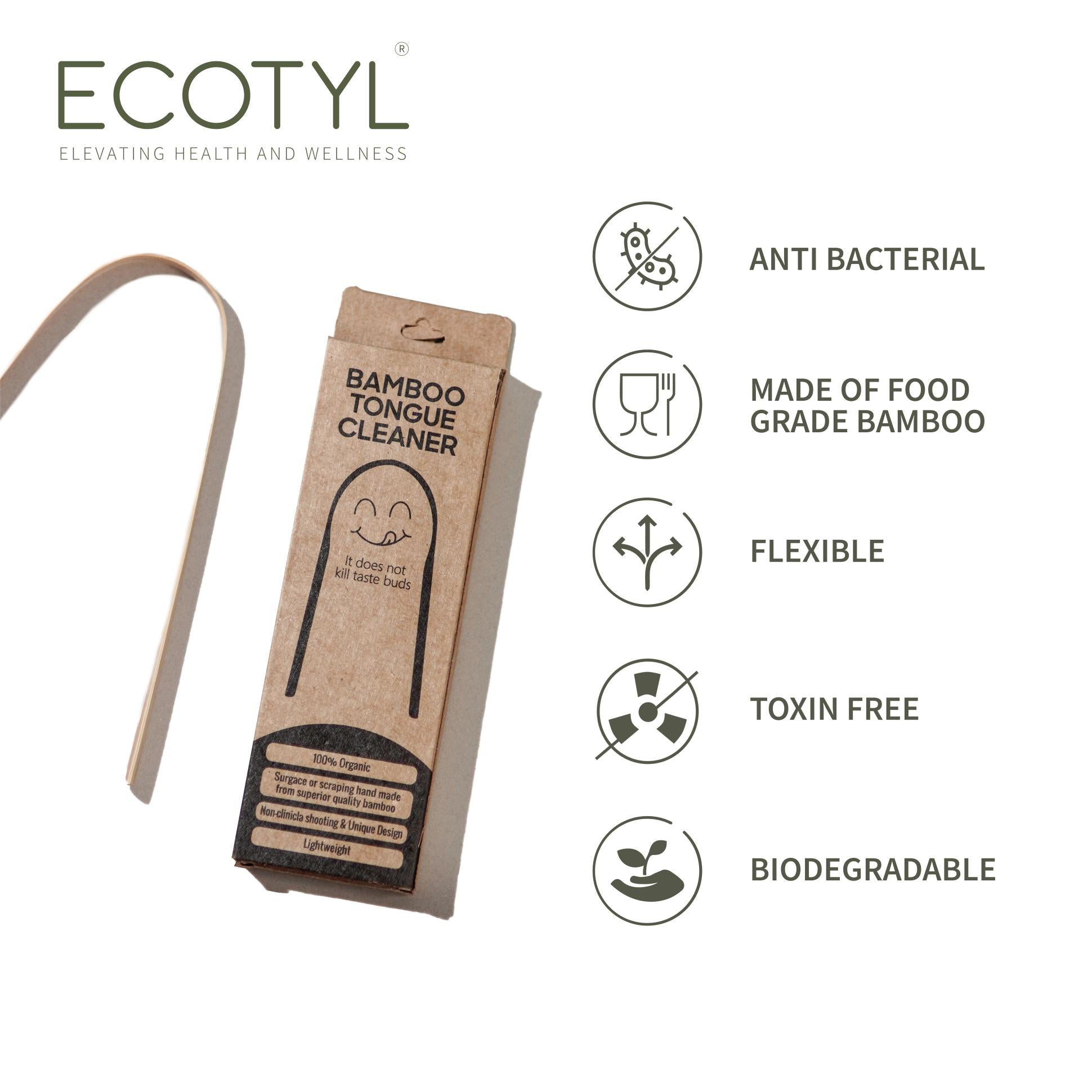 Ecotyl Bamboo Tongue Cleaner | For Oral Hygiene & Fresh Breath | Set of 2
