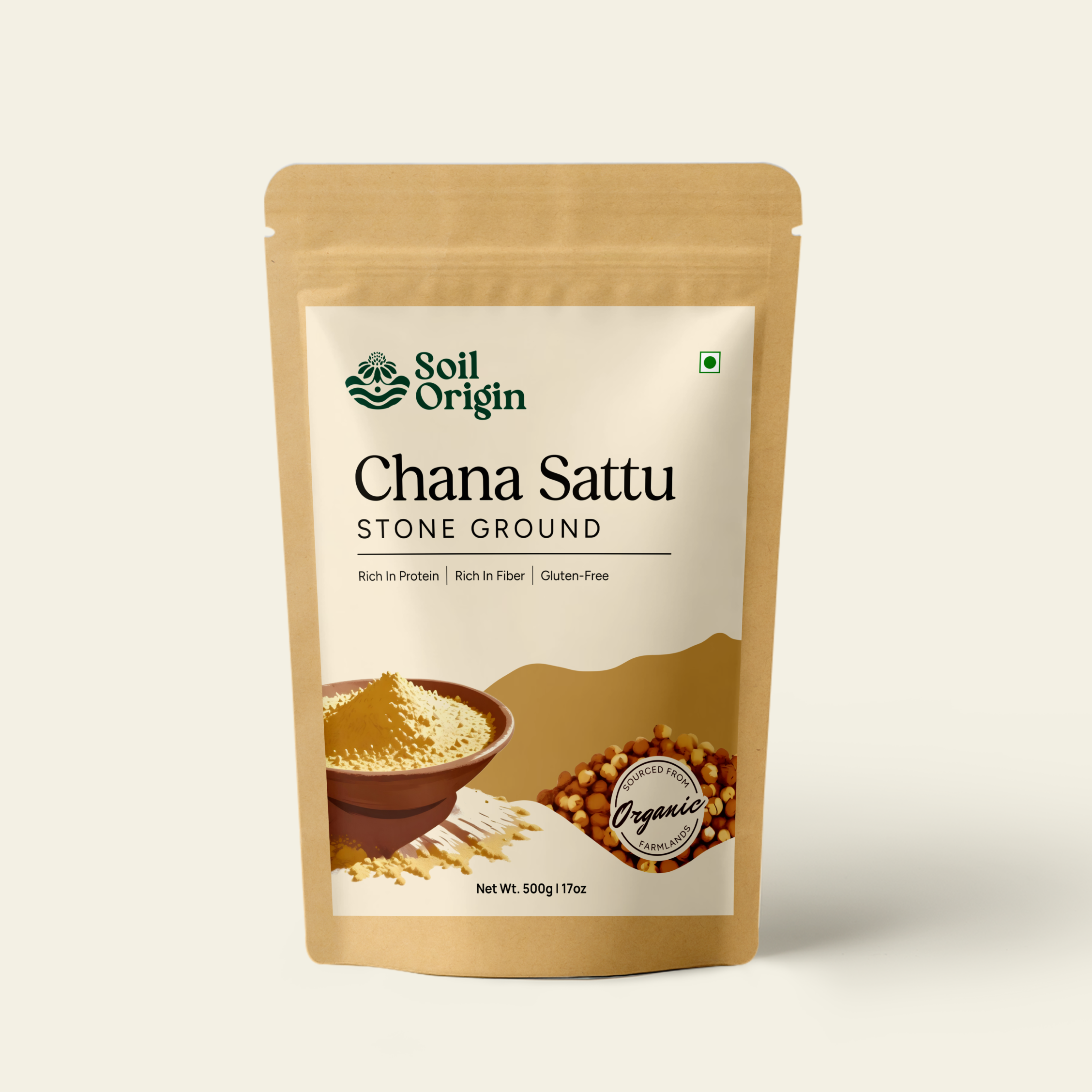 Soil Origin Chana Sattu (Stone Ground) - 500 Gm
