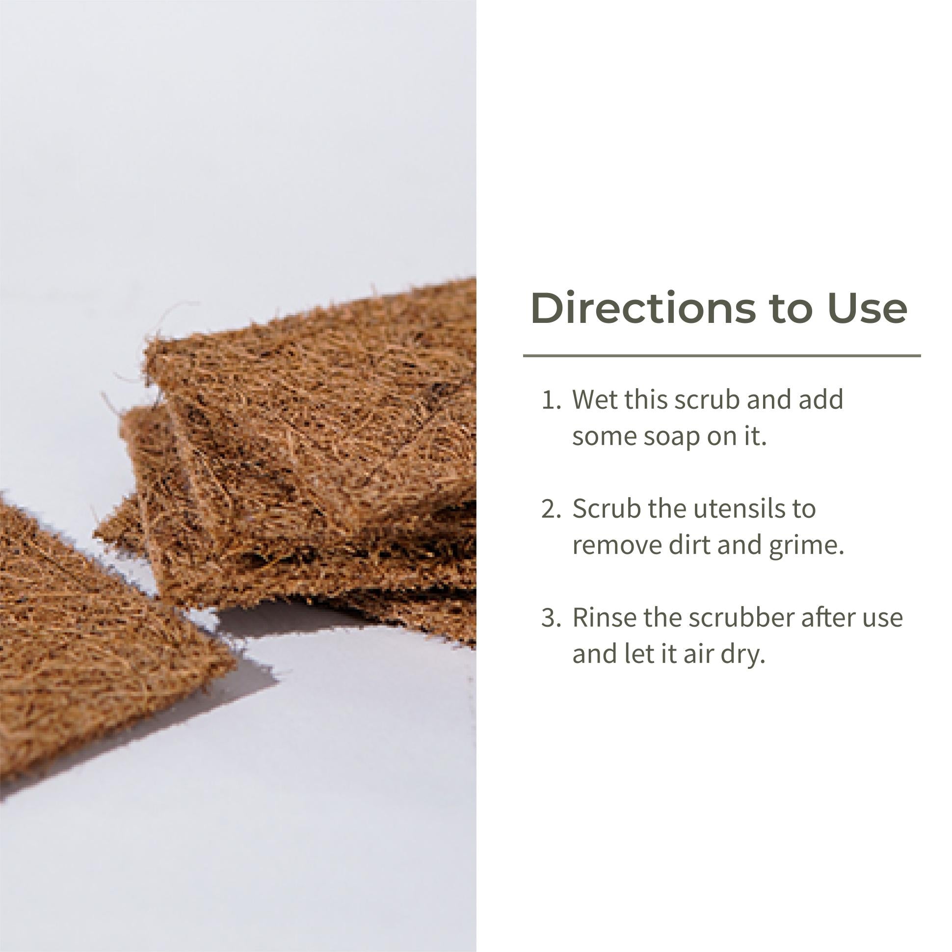 Ecotyl Coconut Scrub Pad | Dishwashing Pad | Natural Long-Lasting Stitched Coir Scrubber - Set of 5