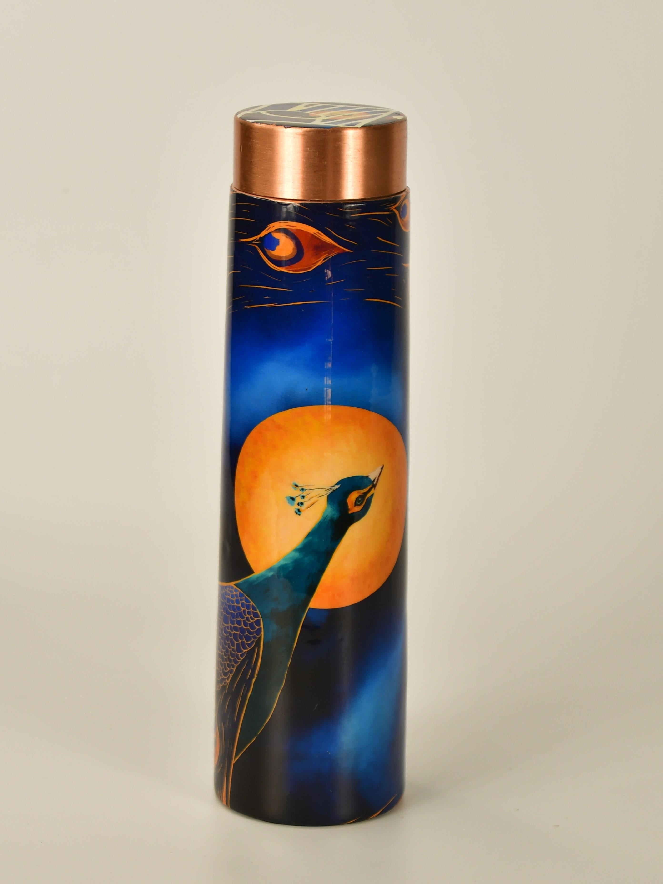 Sowpeace Lunar-themed bottle with peacock motif