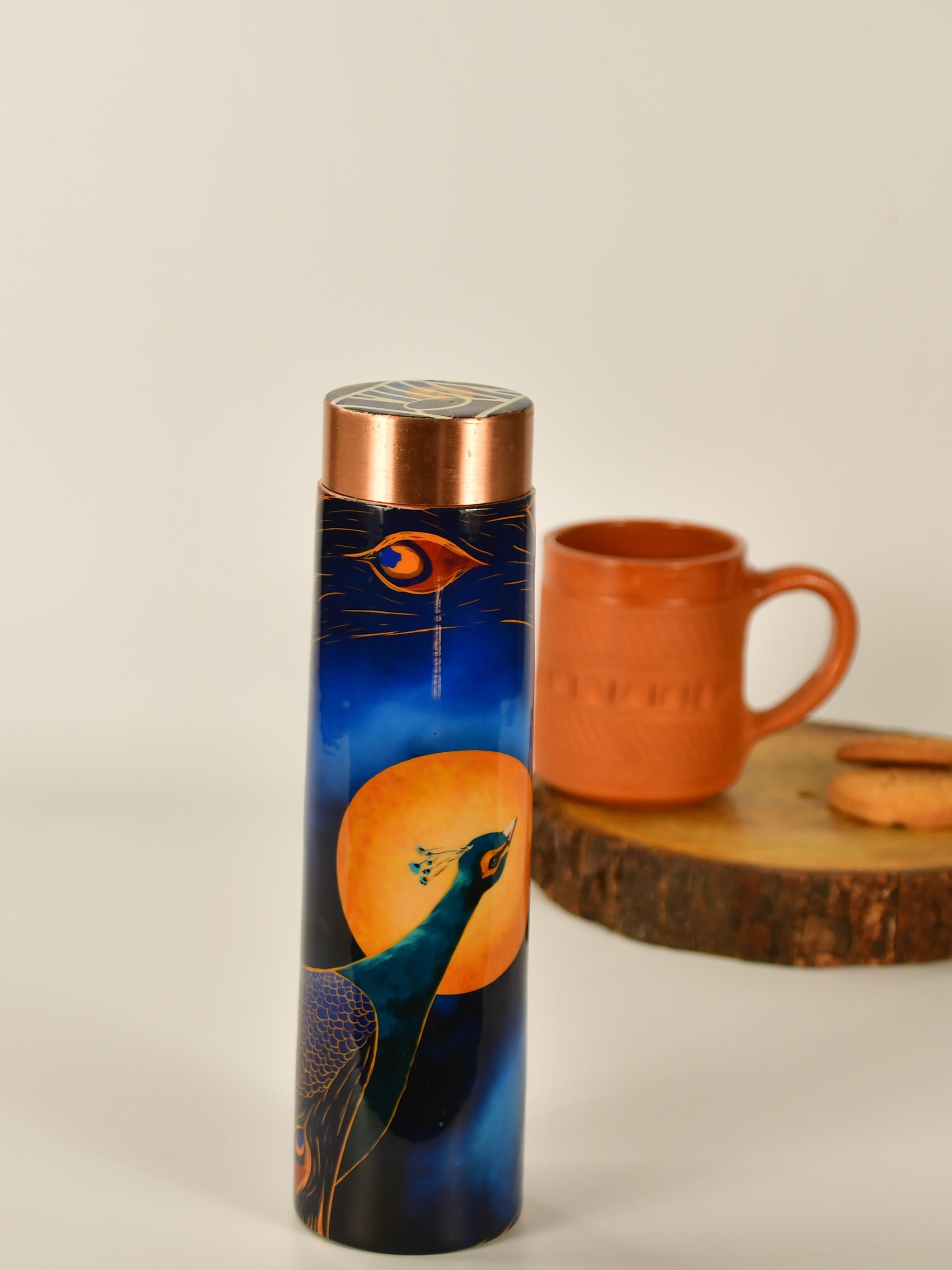 Sowpeace Lunar-themed bottle with peacock motif