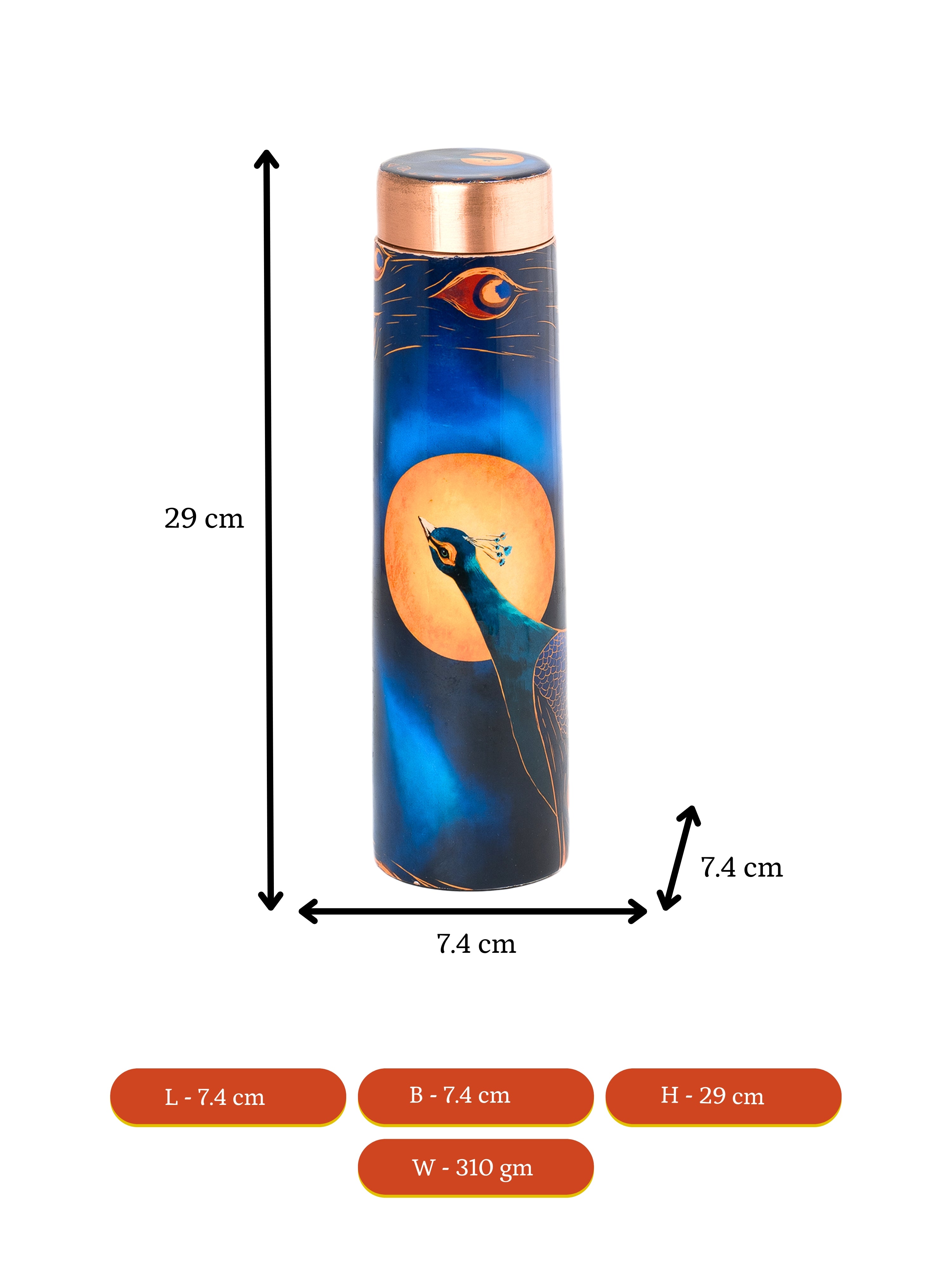 Sowpeace Lunar-themed bottle with peacock motif