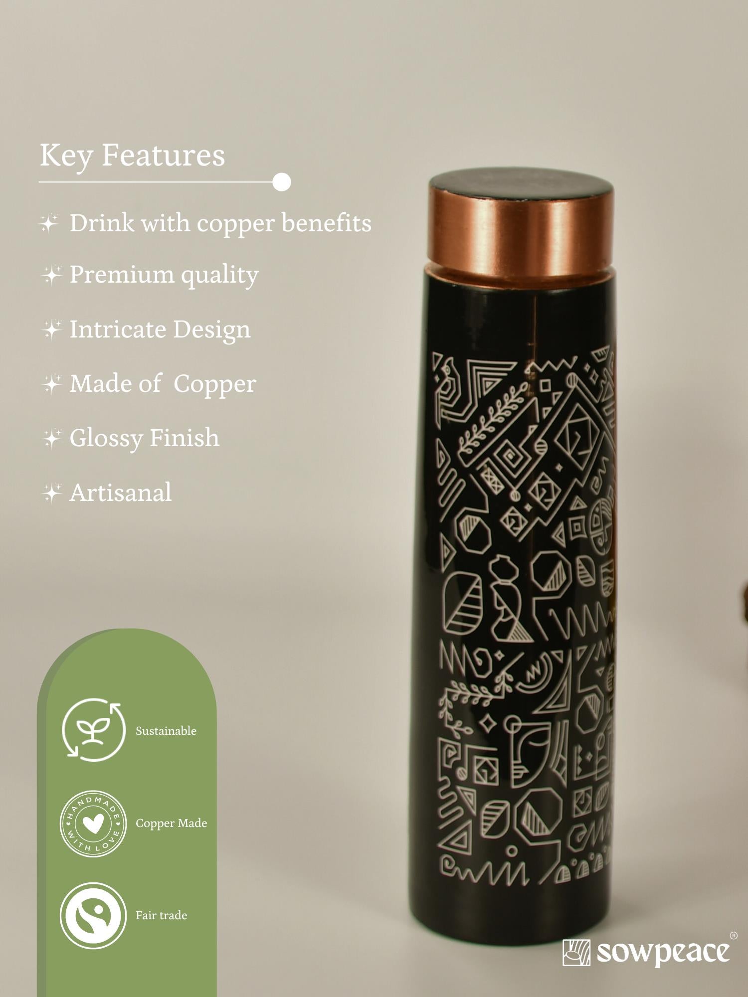 Sowpeace Handpainted bottle showcasing indigenous artforms