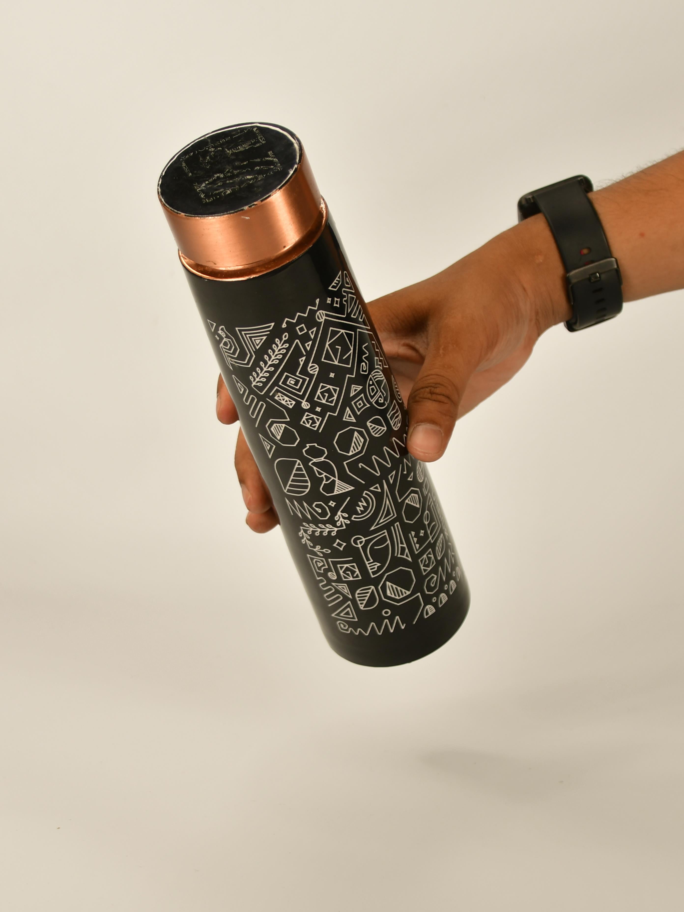 Sowpeace Handpainted bottle showcasing indigenous artforms