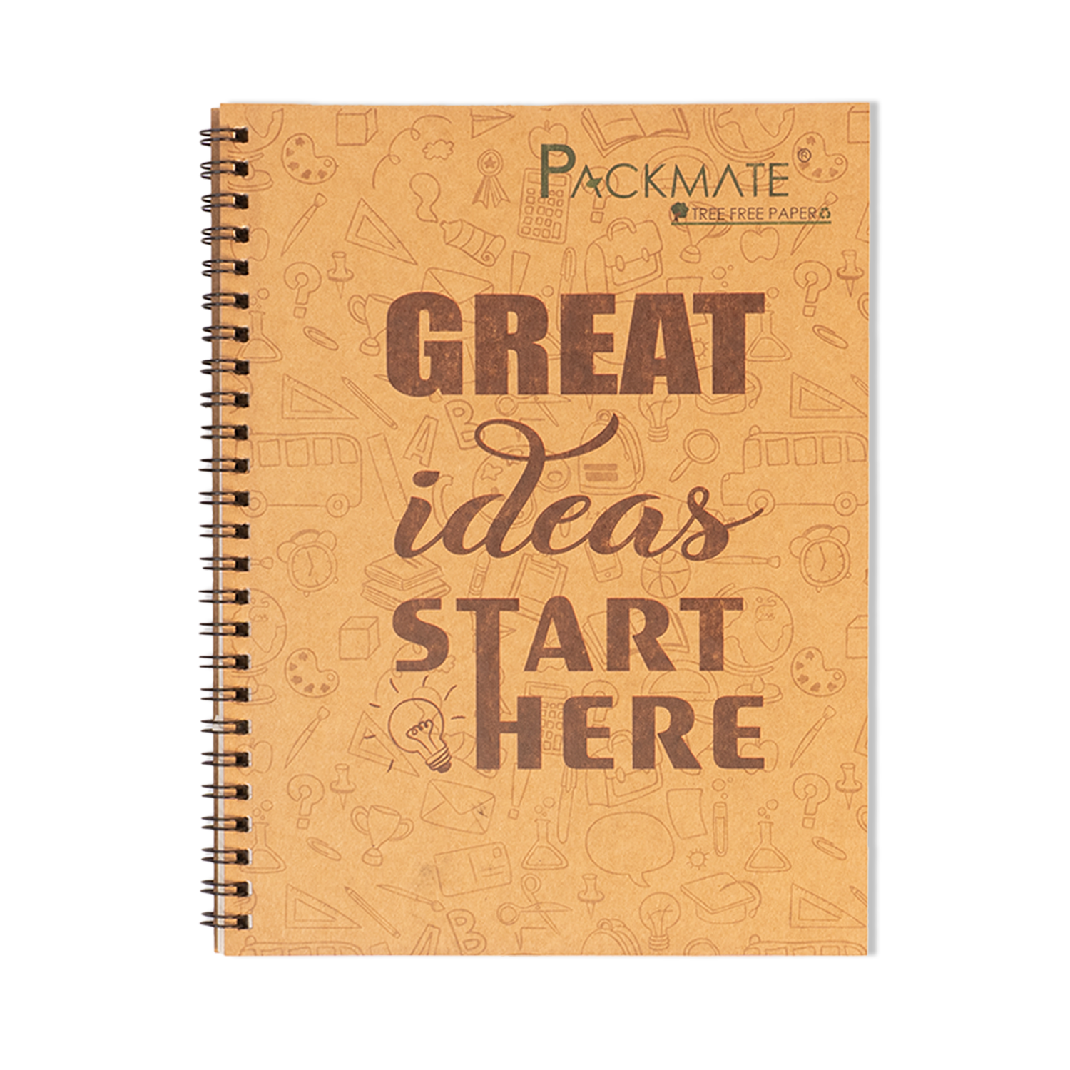PackMate Spiral Notebook | For Office & Personal Use | Made Using 100% Recycled Paper ( cover design: Great ideas start here)