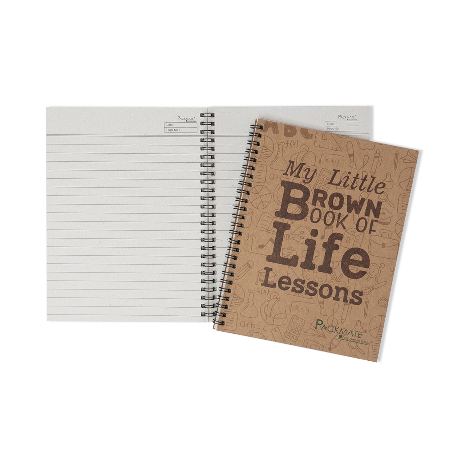 PackMate Spiral Notebook | For Office & Personal Use | Made Using 100% Recycled Paper ( cover design: my little brown book of life lessons)