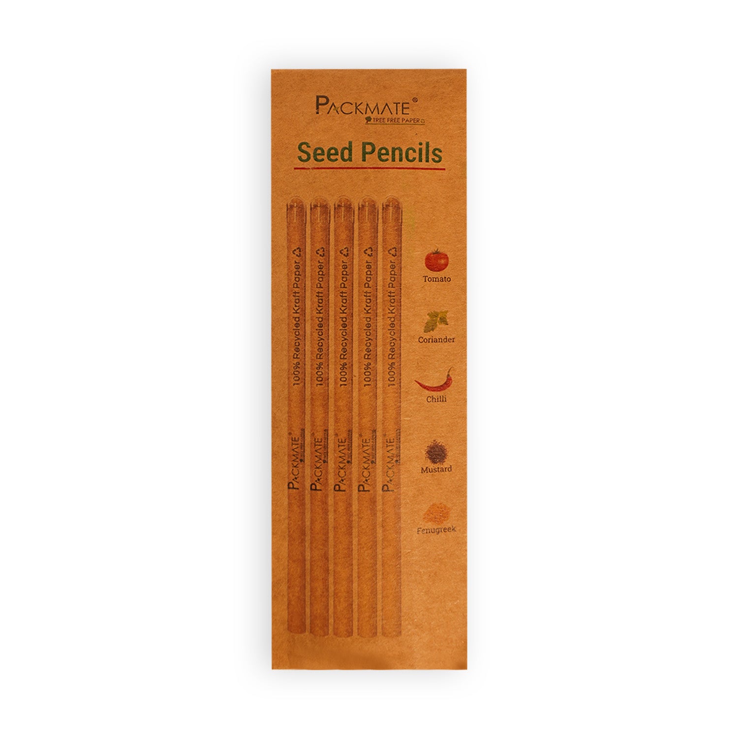 Packmate Plantable Seed Pencil (Pack of 5) Made From 100% Recycled Paper