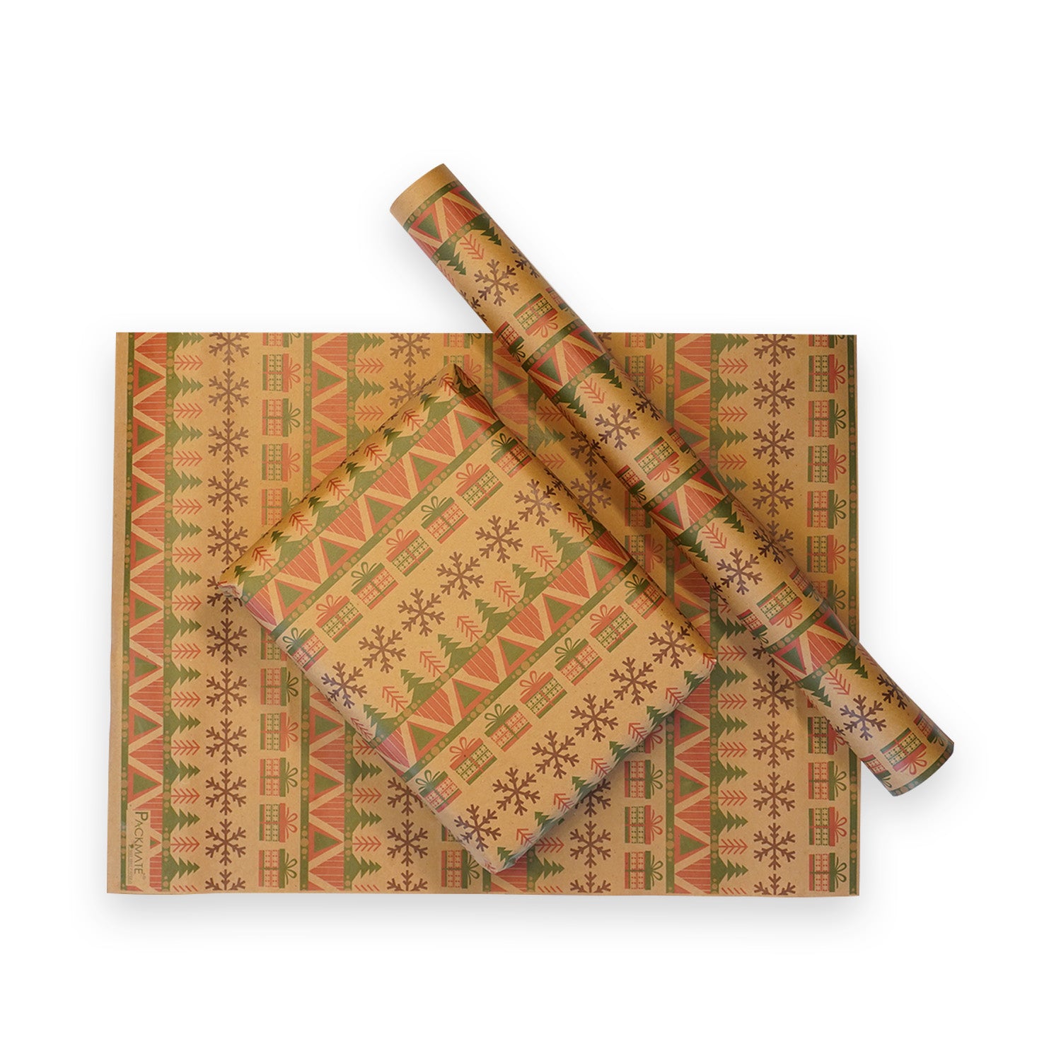 PackMate Gift Wrapping Paper | Made Using 100% Recycled Paper - (Pack of 8 Sheets)