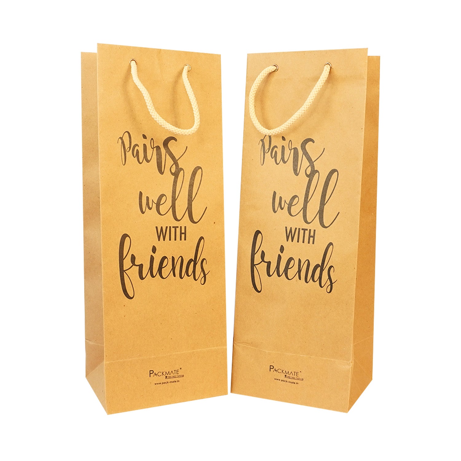 PackMate Wine & Bottle Gifting Paper Carry Bags, In Elegant & Attractive Designs, Gifting For All Occasions, Parties - Diwali, Christmas, Anniversaries. House Warming - Made Using 100% Recycled Paper ( pack of 5)