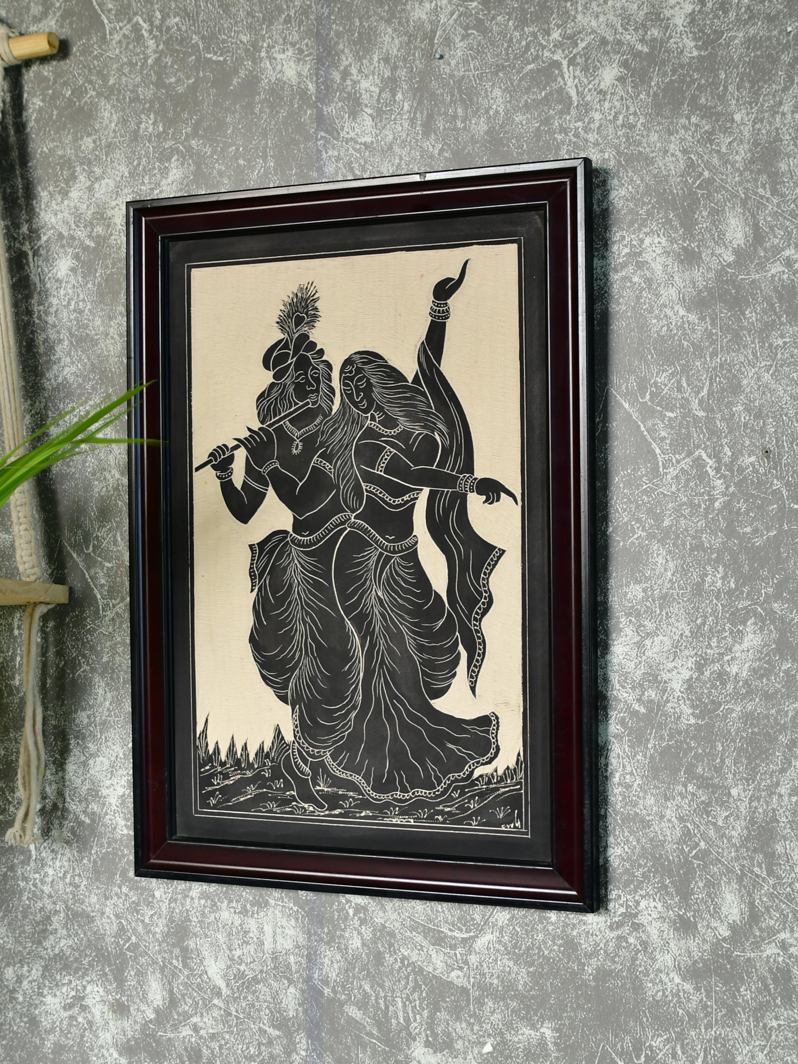 Sowpeace Hand-Carved Ceramic Radha Krishna Wall Décor