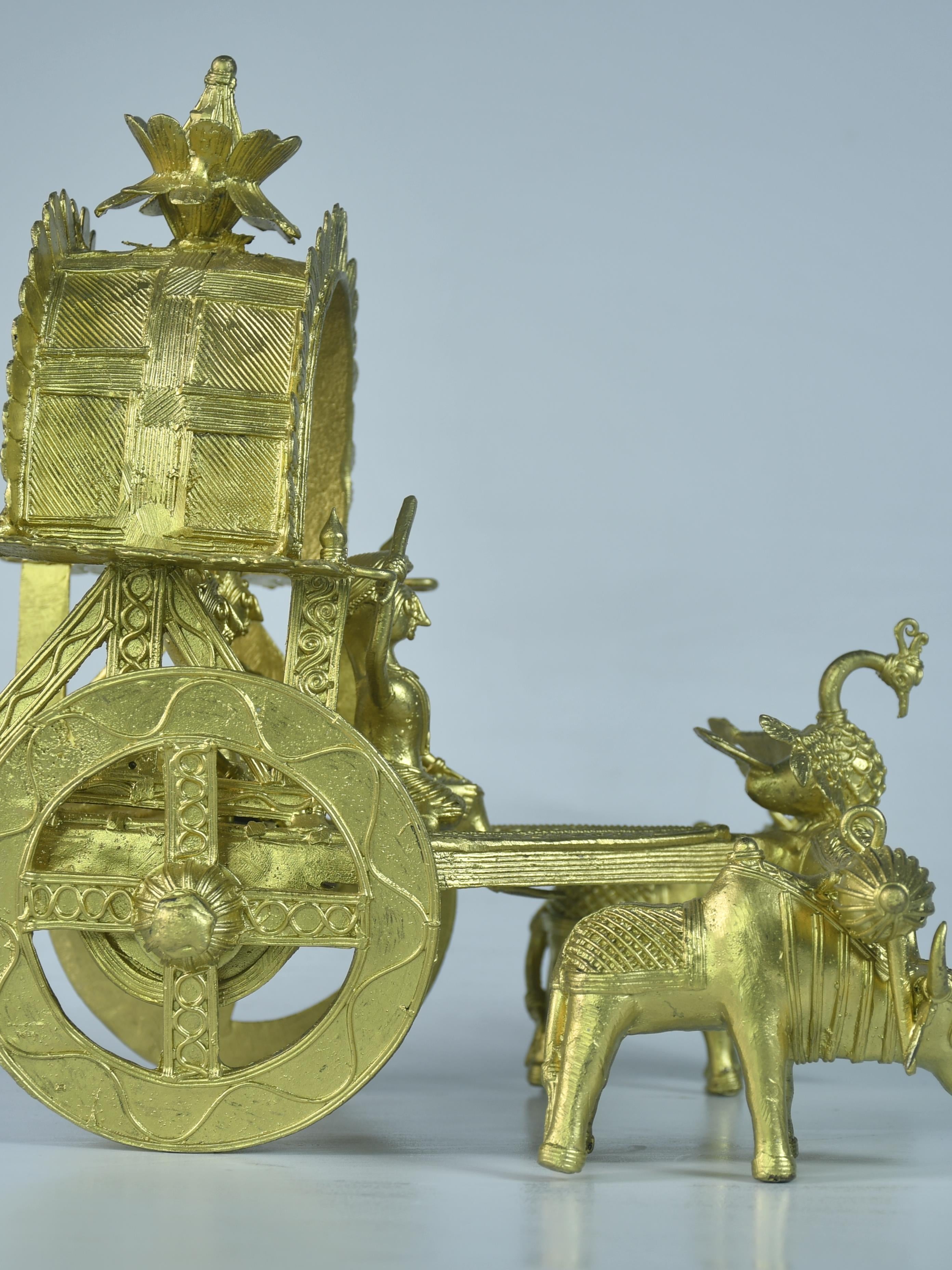 Sowpeace Large Dhokra Craft - Cow Cart Brass Decor
