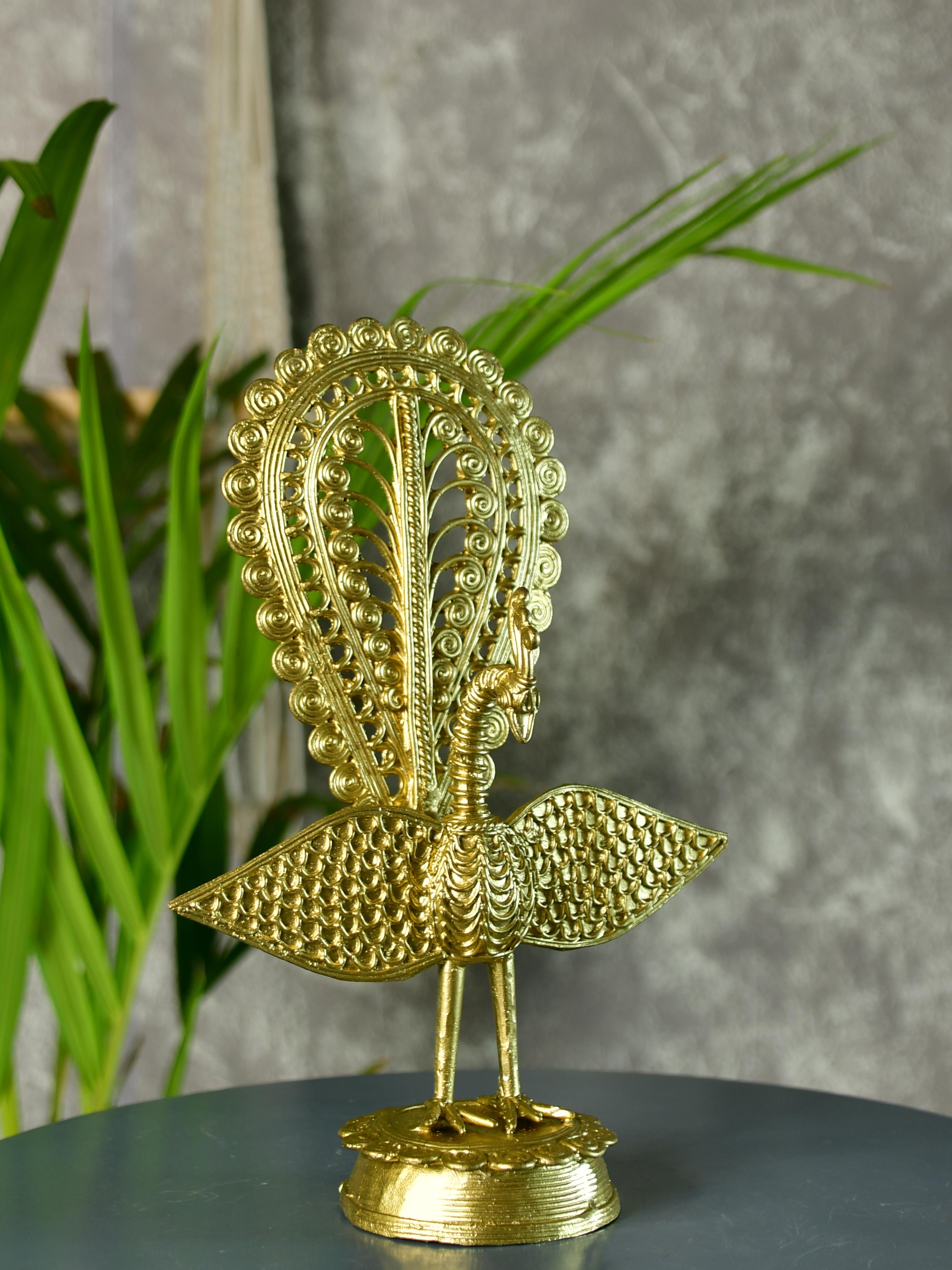 Sowpeace Handcrafted peacock using Dokra metal art