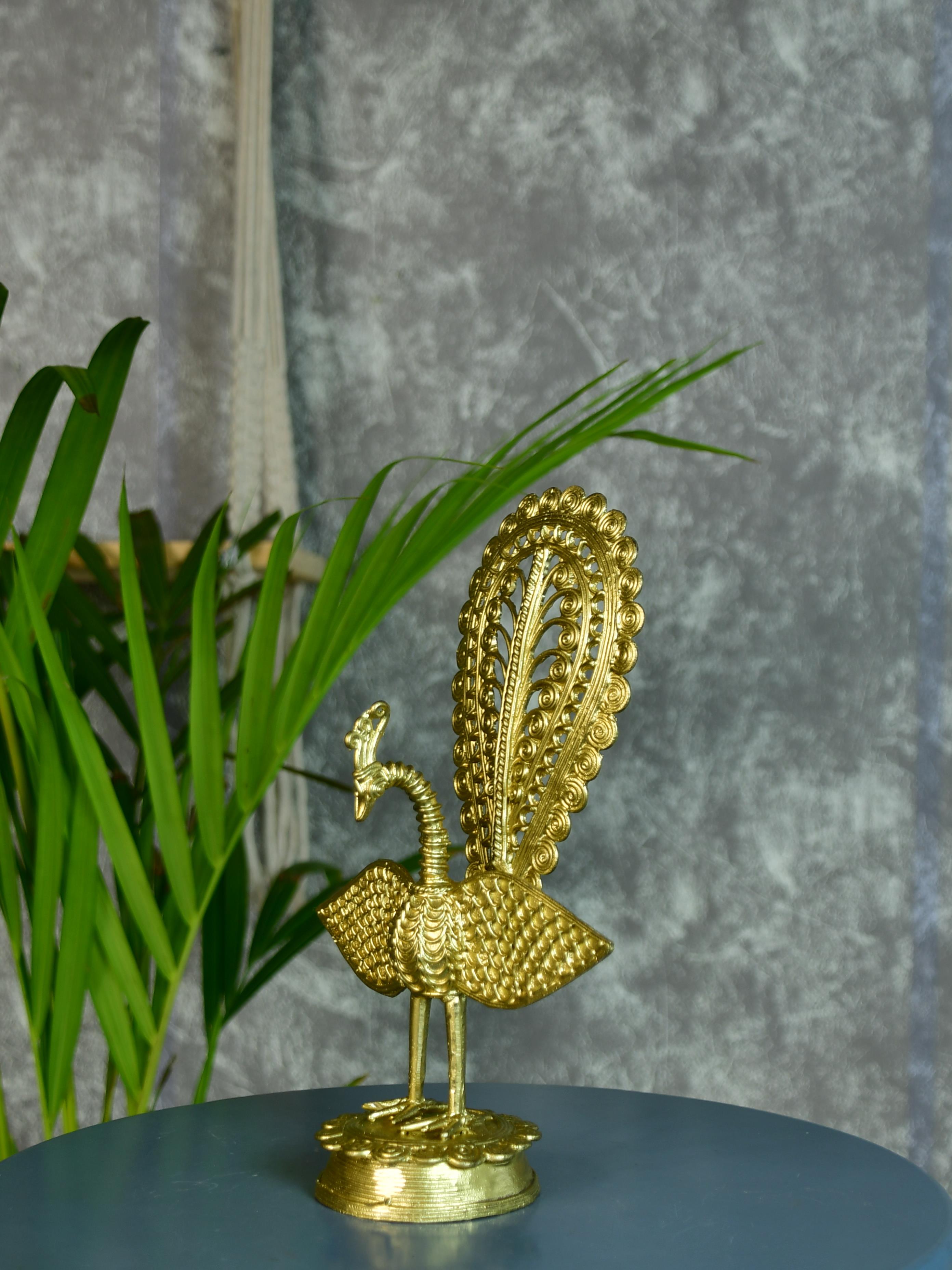 Sowpeace Handcrafted peacock using Dokra metal art