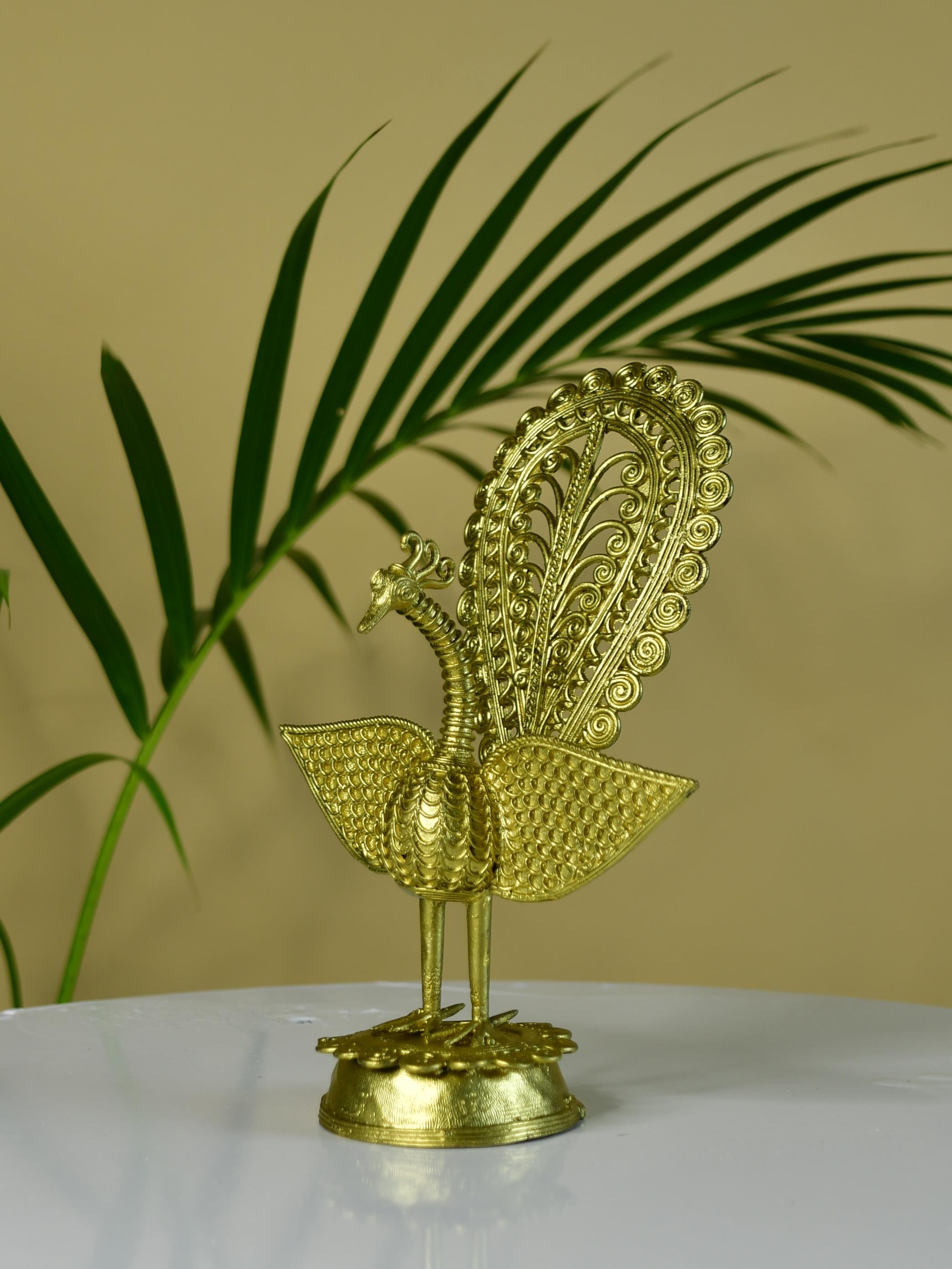 Sowpeace Handcrafted peacock using Dokra metal art