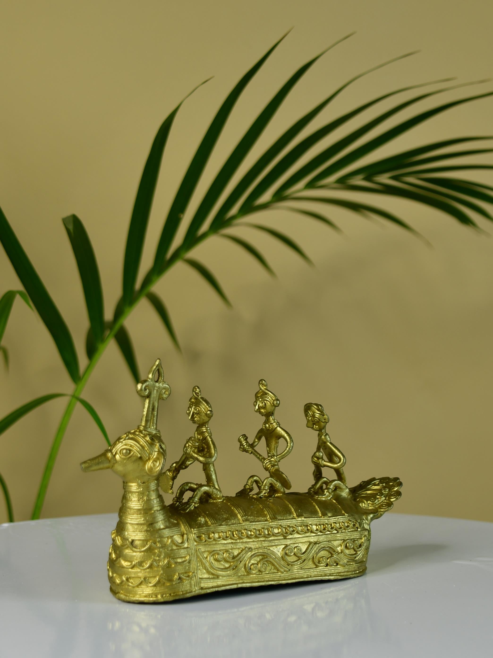 Sowpeace Premium Brass Dhokra Art Ancient Boat